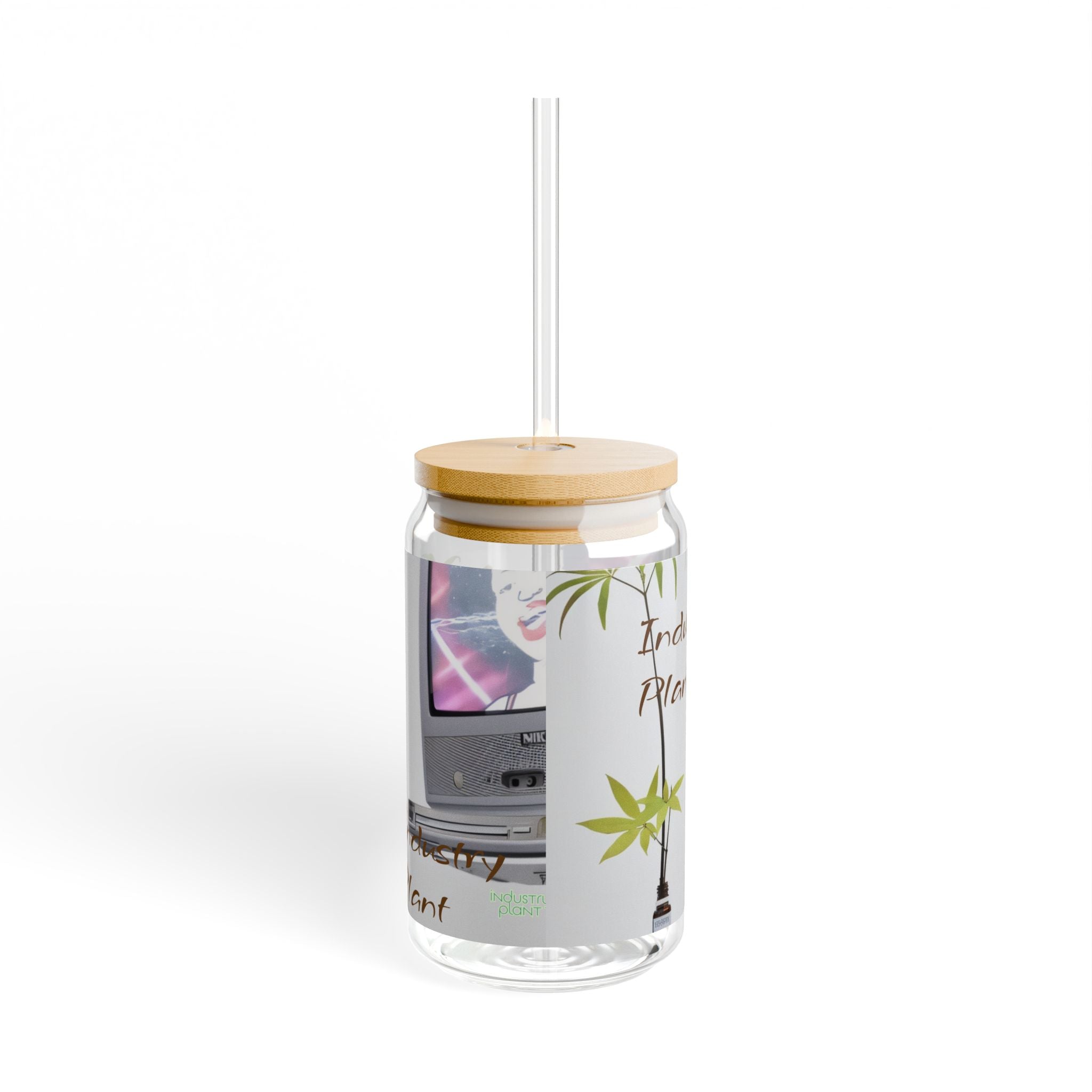 WEED TV Stylish Bamboo Lid Sipper Glass - 16oz with Artistic Design by INDUSTRY PLANT @AutoPaybump