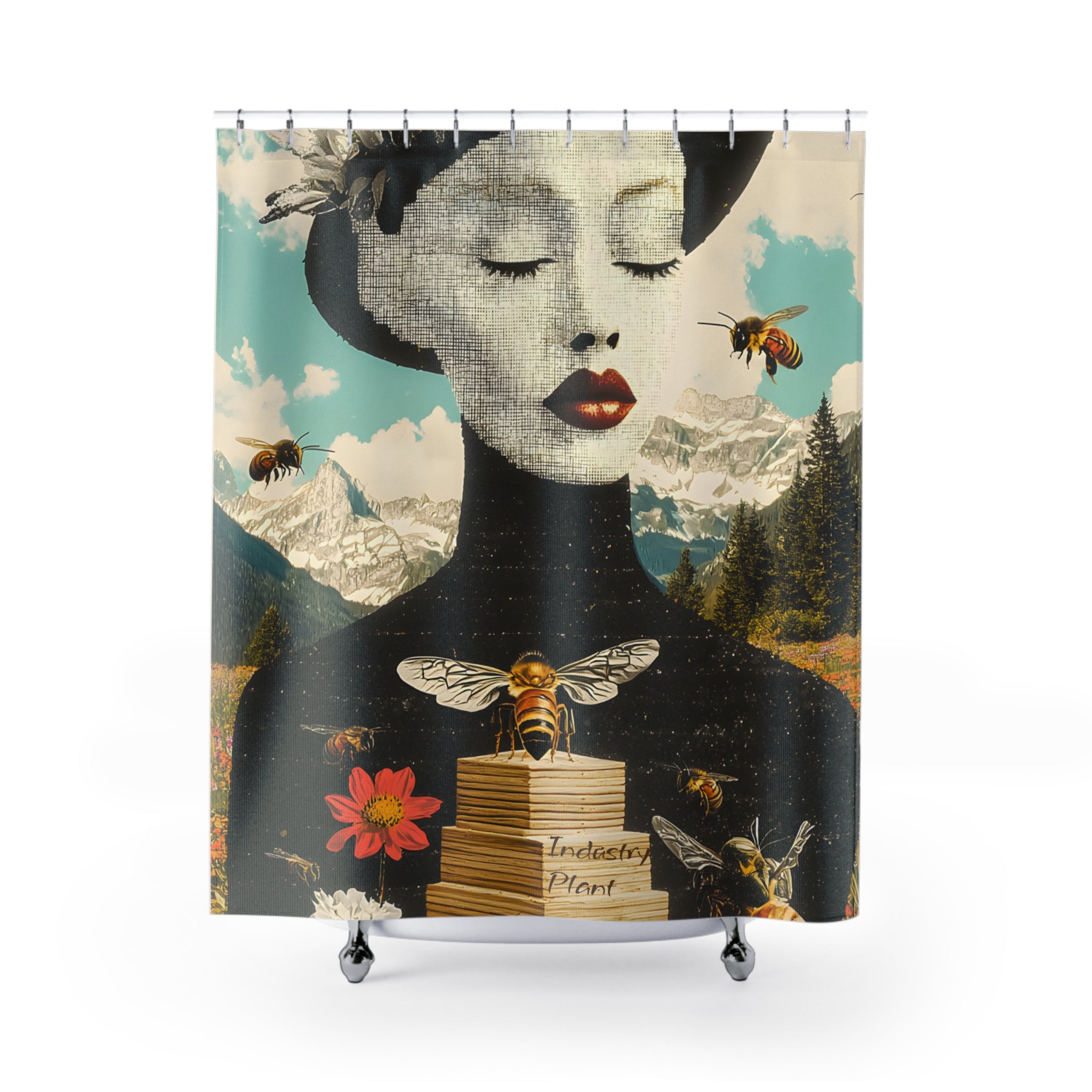 BEE STING LIPS BAE Shower Curtain by Industry Plant