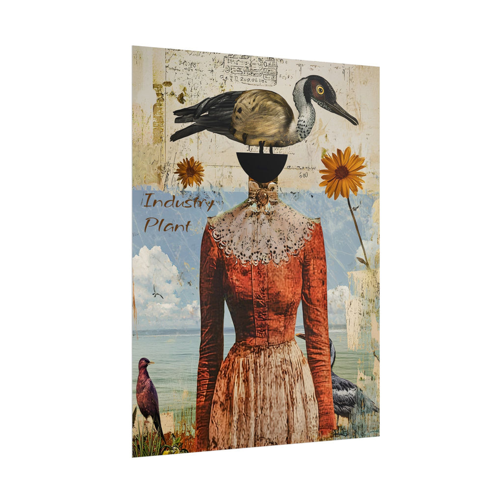 SHE CARRIES HER "BIRD-ENS" WELL Surreal Vintage Fine Art Collage Poster – Duck-Head Lady Wall Fine Art by INDUSTRY PLANT @AutoPaybump