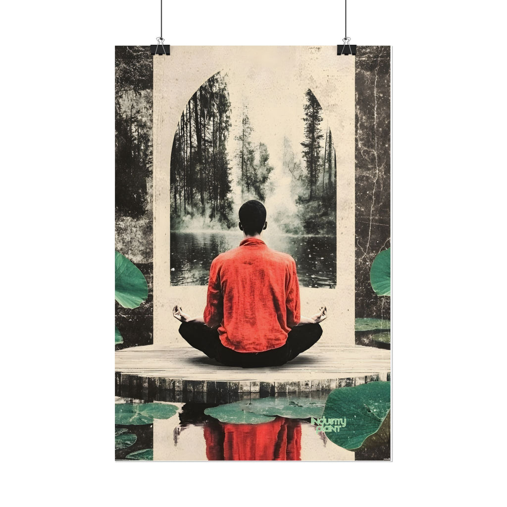 IMMERSIVE NATURE THERAPY Meditation Fine Art Poster — Red Jacket Seated Yogi, Nature Reflection Wall Fine Art by INDUSTRY PLANT @Autopaybump