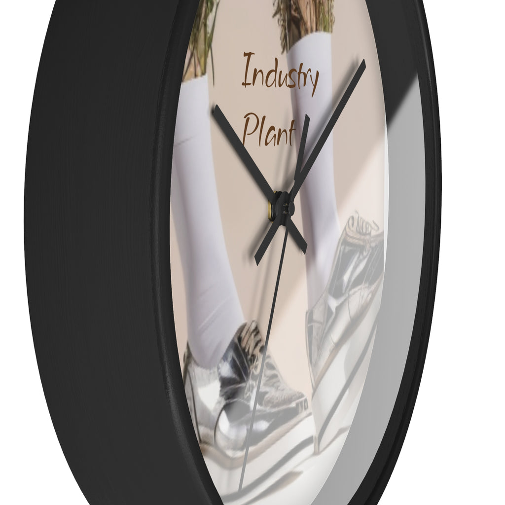 ALWAYS RUNNING ON PLANT POWER Wall Clock — Decorative BOTANICAL SNEAKER THEMED Pattern Clock for Office & Study by Industry Plant