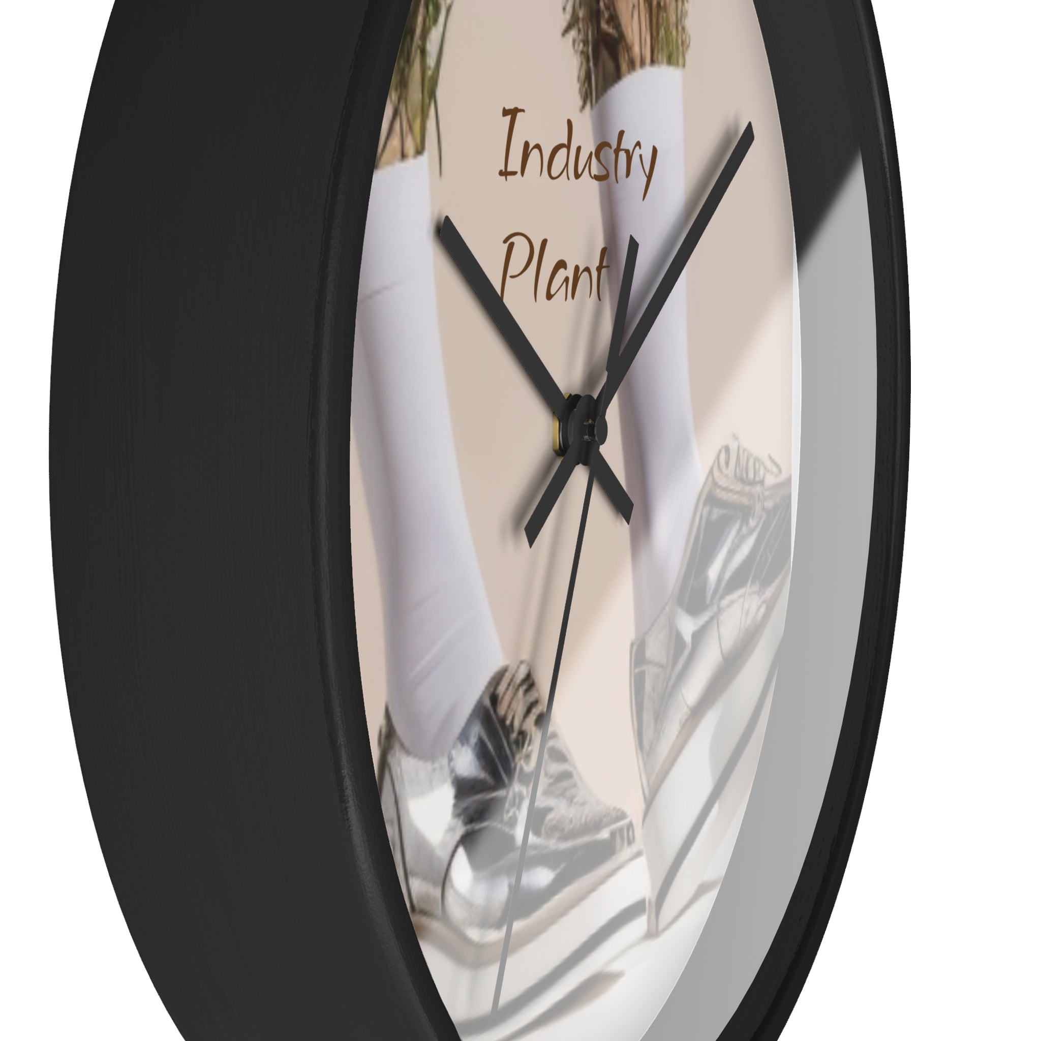 ALWAYS RUNNING ON PLANT POWER Wall Clock — Decorative BOTANICAL SNEAKER THEMED Pattern Clock for Office & Study by Industry Plant