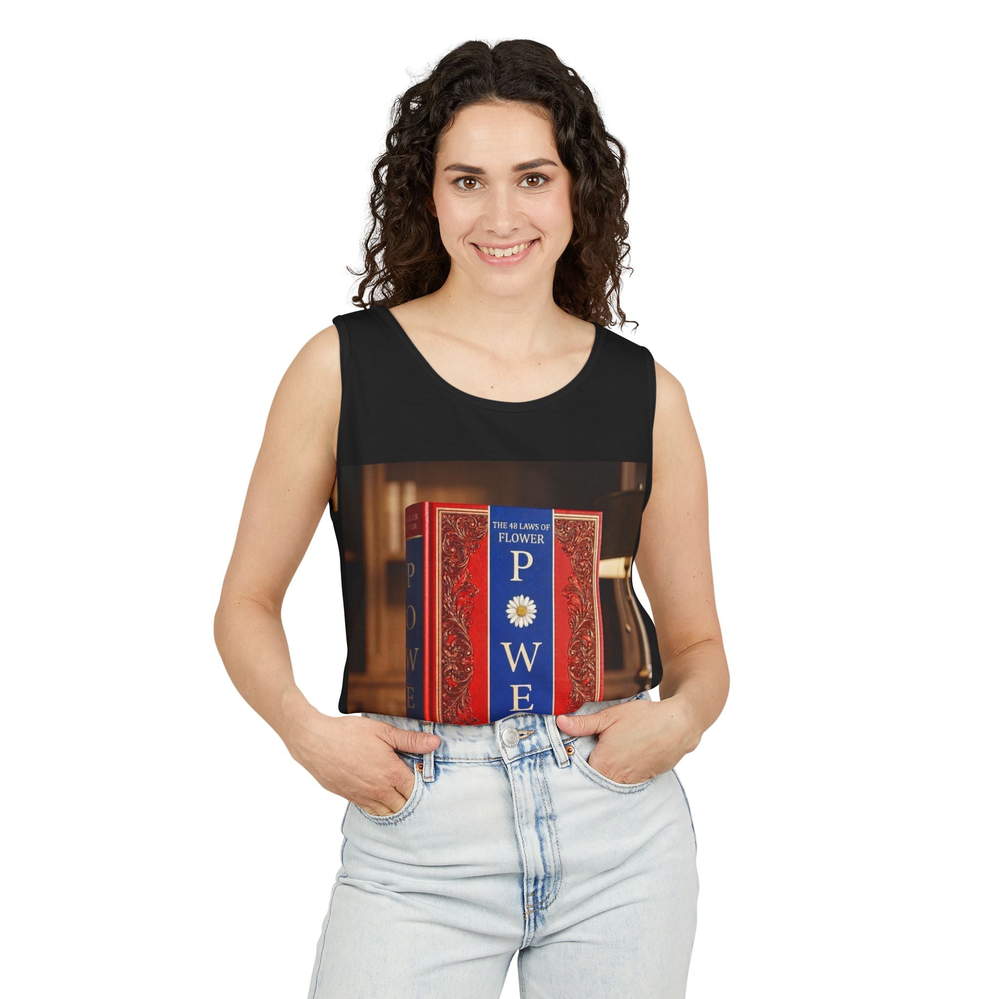 48 LAWS of FLOWER POWER Tank Top — Vintage 'Flower Power' Book Cover Graphic by Industry Plant