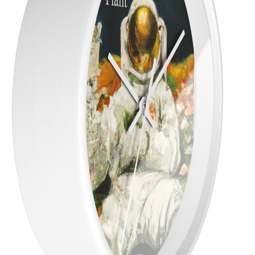 ASTRO STONER Wall Clock — Decorative BOTANICAL ASTRONAUT THEMED Pattern Clock for Office & Study by Industry Plant