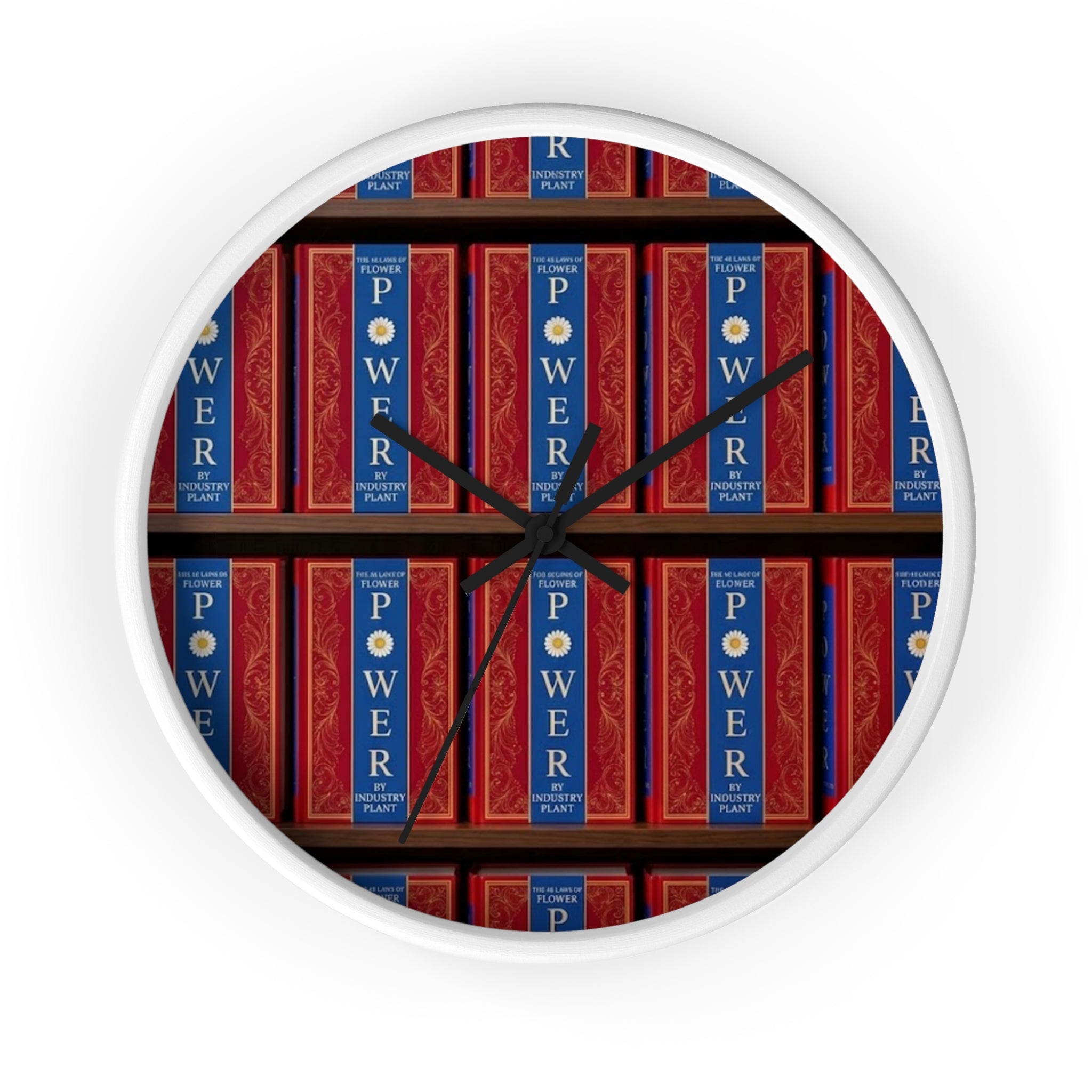 48 LAWS of FLOWER POWER Wall Clock — Decorative 'FLOWER POWER' #BookTok Spine Pattern Clock for Office & Study by Industry Plant