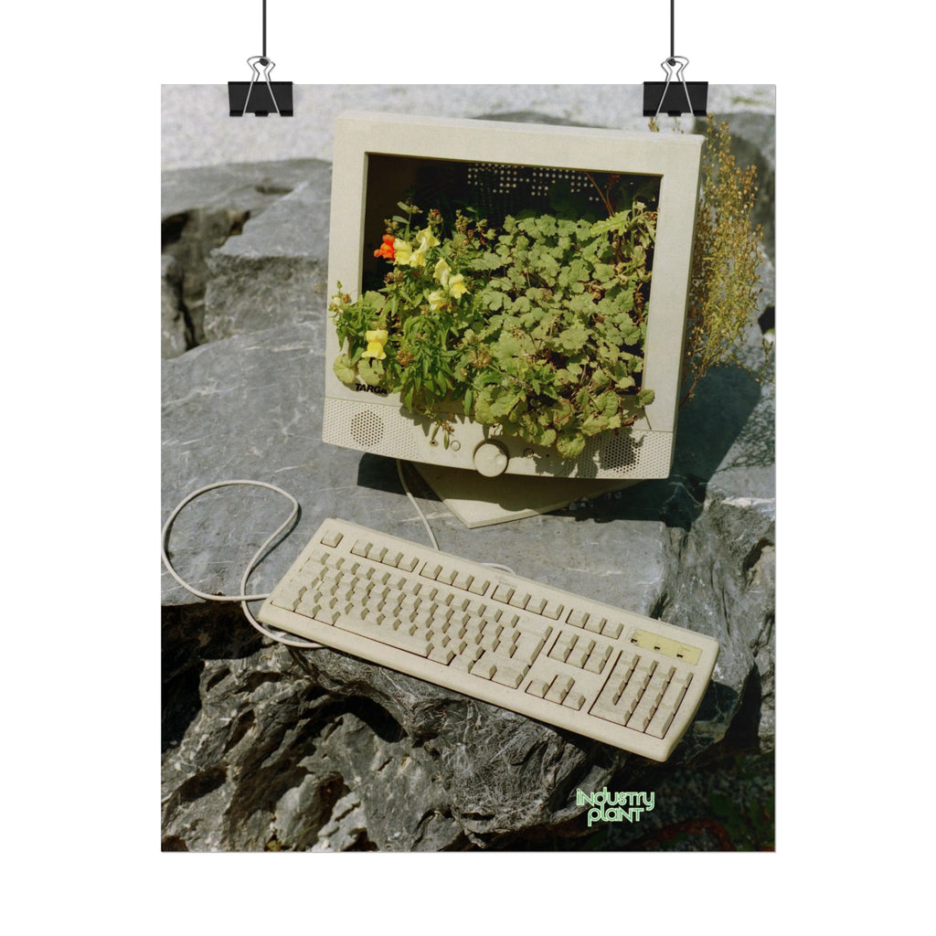 MICRO"green"SOFT PC Retro Plant PC Fine Art Poster — Vintage Computer with Succulents Fine Art Print by Industry Plant by @AutoPaybump