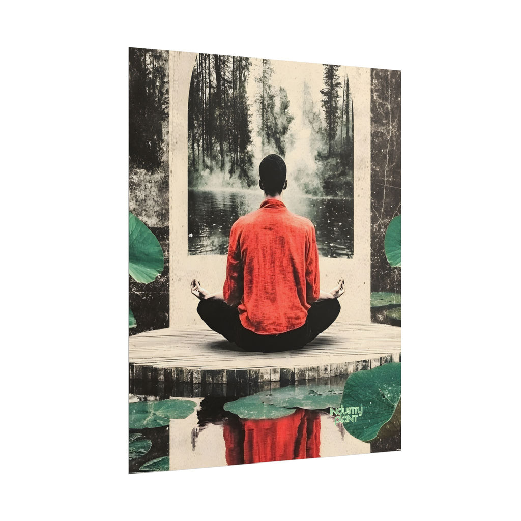 IMMERSIVE NATURE THERAPY Meditation Fine Art Poster — Red Jacket Seated Yogi, Nature Reflection Wall Fine Art by INDUSTRY PLANT @Autopaybump