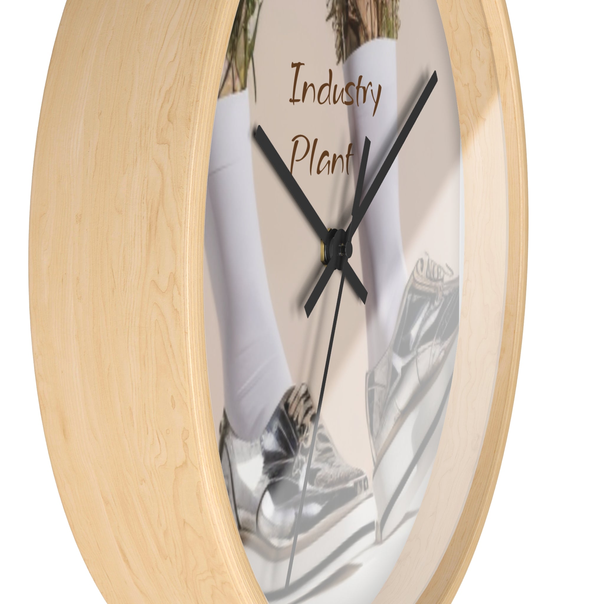 ALWAYS RUNNING ON PLANT POWER Wall Clock — Decorative BOTANICAL SNEAKER THEMED Pattern Clock for Office & Study by Industry Plant