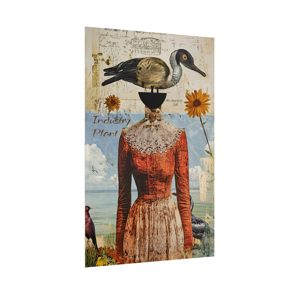 SHE CARRIES HER "BIRD-ENS" WELL Surreal Vintage Fine Art Collage Poster – Duck-Head Lady Wall Fine Art by INDUSTRY PLANT @AutoPaybump