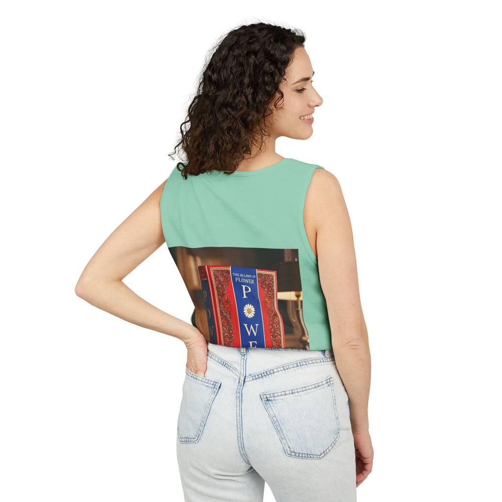 48 LAWS of FLOWER POWER Tank Top — Vintage 'Flower Power' Book Cover Graphic by Industry Plant