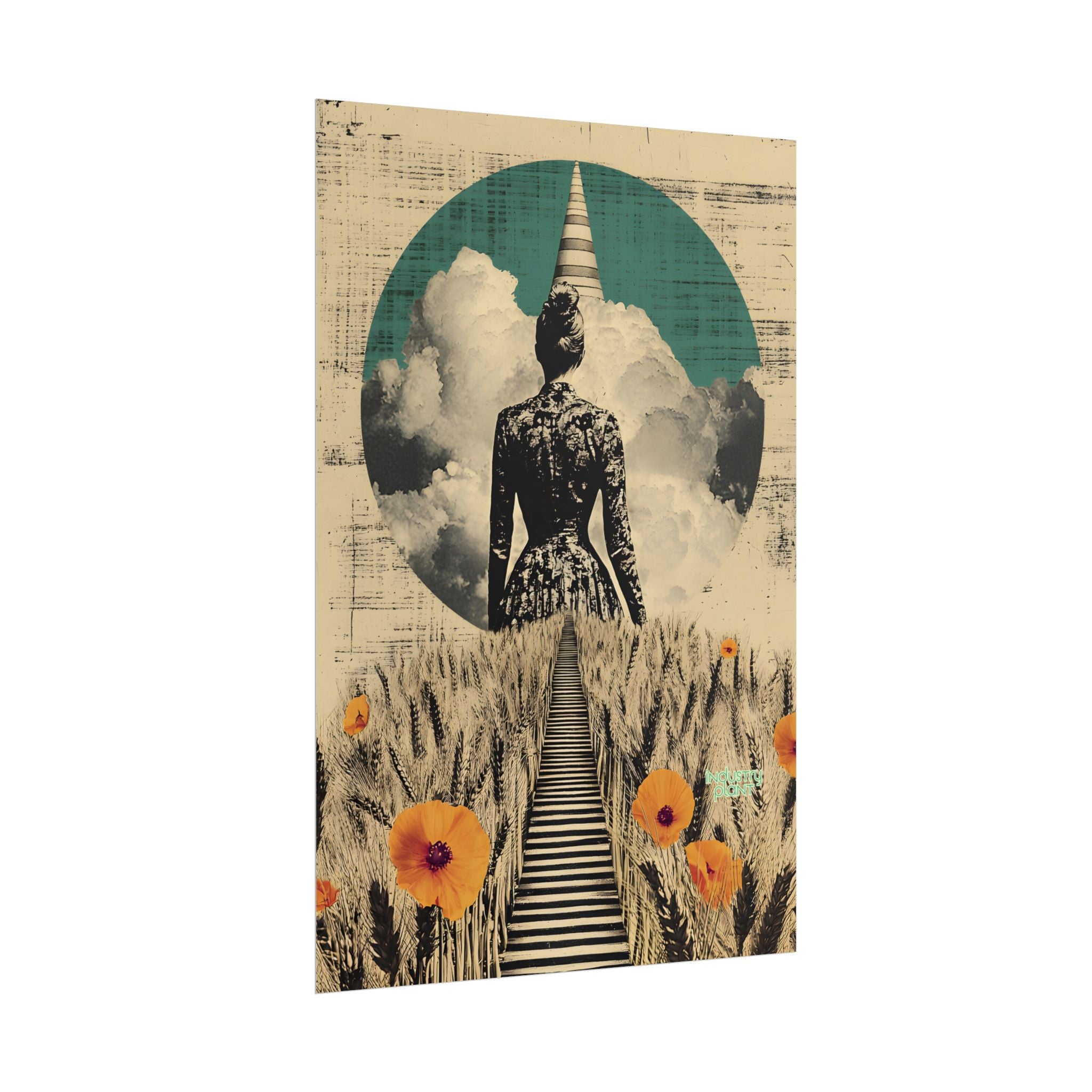 WHEAT SUPREMACIST Surreal Journey Fine Art Poster — Dreamscape Woman, Path Through Wheat & Poppies Art Print by INDUSTRY PLANT @AutoPaybump