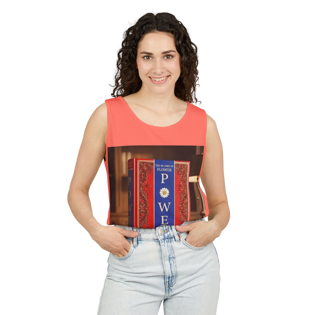 48 LAWS of FLOWER POWER Tank Top — Vintage 'Flower Power' Book Cover Graphic by Industry Plant
