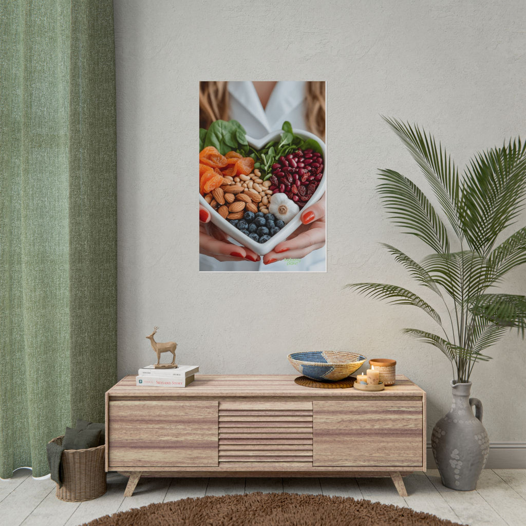 QUEEN of HEALTHY HEARTS Healthy Heart Fine Art Food Poster — Heart-Shaped Buddha Bowl with Nuts, Berries & Veggies Fine Art Print by INDUSTRY PLANT by @AutoPaybump
