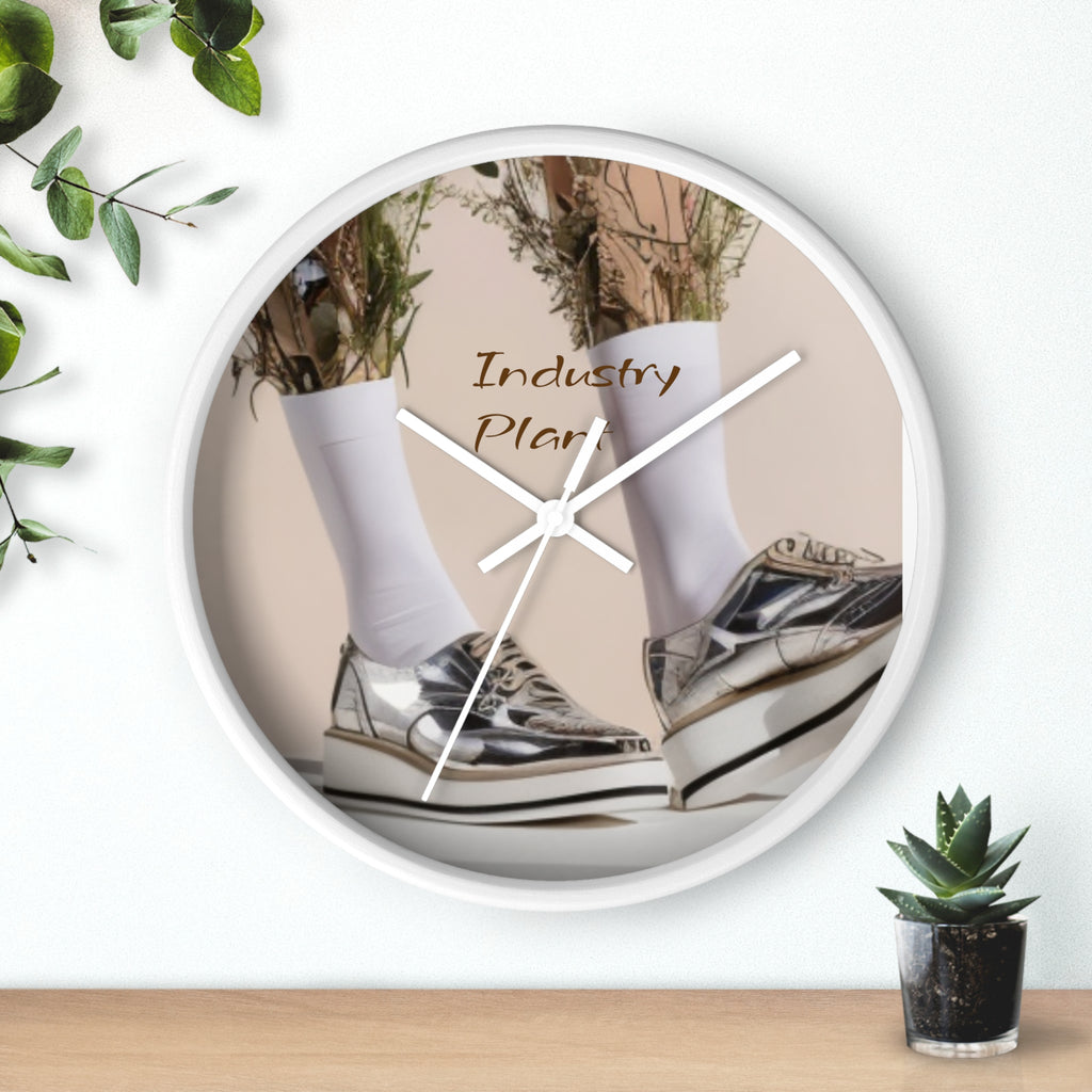 ALWAYS RUNNING ON PLANT POWER Wall Clock — Decorative BOTANICAL SNEAKER THEMED Pattern Clock for Office & Study by Industry Plant
