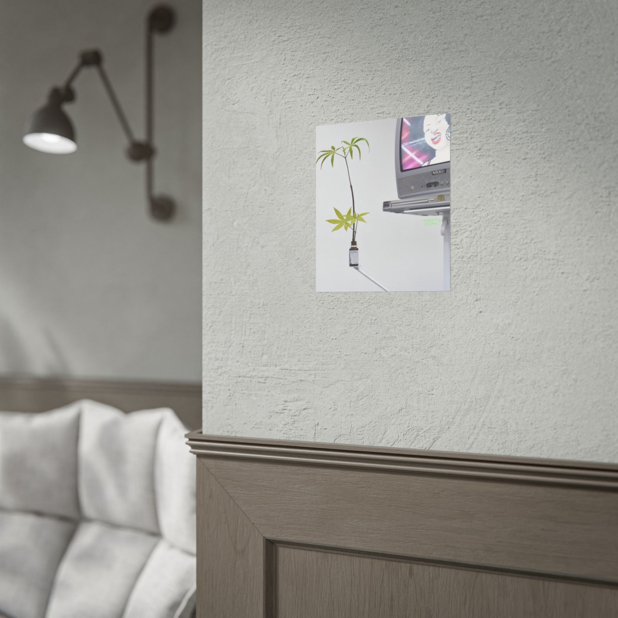 WEED TV Minimalist Cannabis Plant & Retro TV Fine Art Poster — Modern Vaporwave Wall Art by INDUSTRY PLANT @AutoPaybump