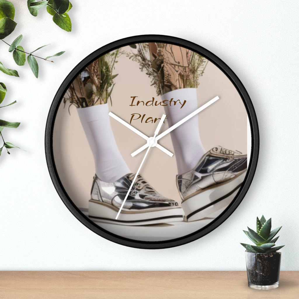 ALWAYS RUNNING ON PLANT POWER Wall Clock — Decorative BOTANICAL SNEAKER THEMED Pattern Clock for Office & Study by Industry Plant