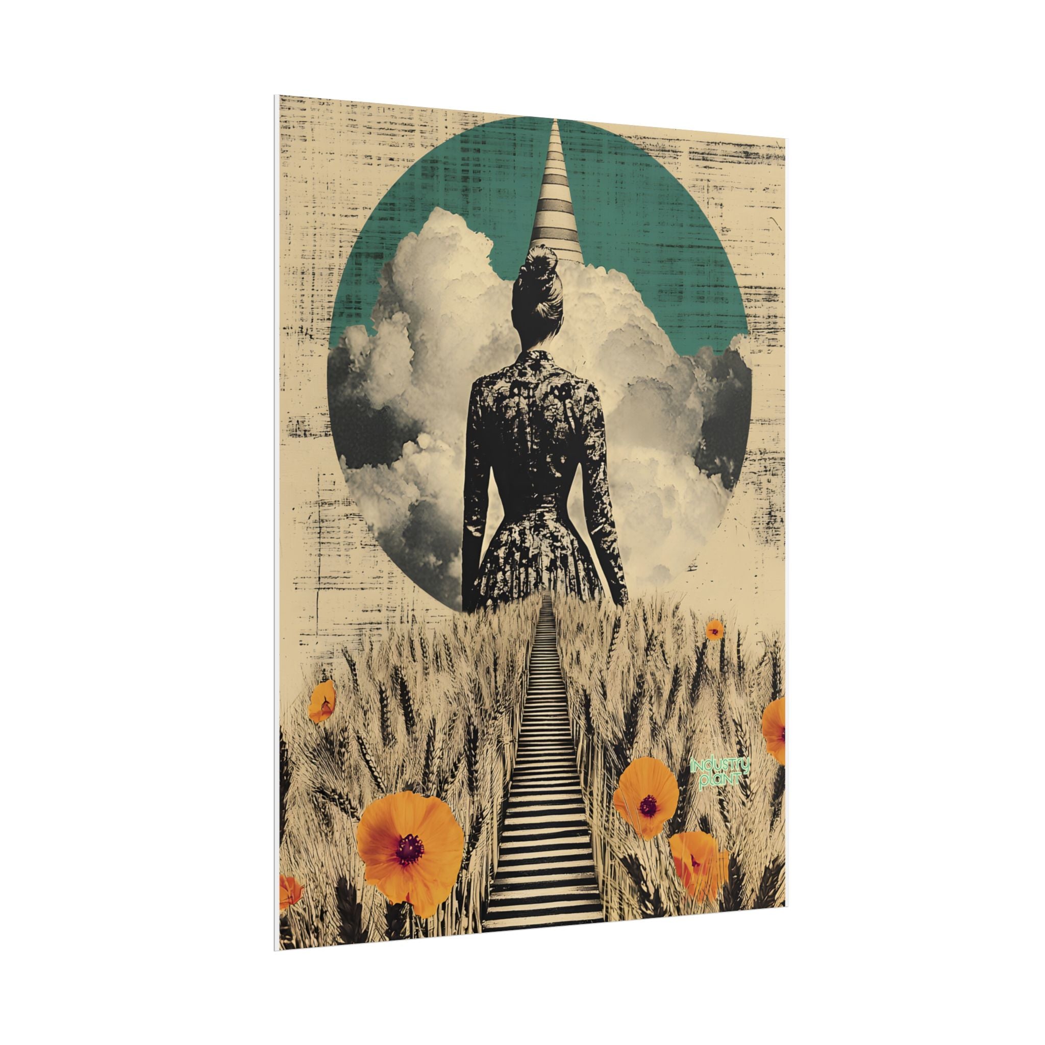 WHEAT SUPREMACIST Surreal Journey Fine Art Poster — Dreamscape Woman, Path Through Wheat & Poppies Art Print by INDUSTRY PLANT @AutoPaybump