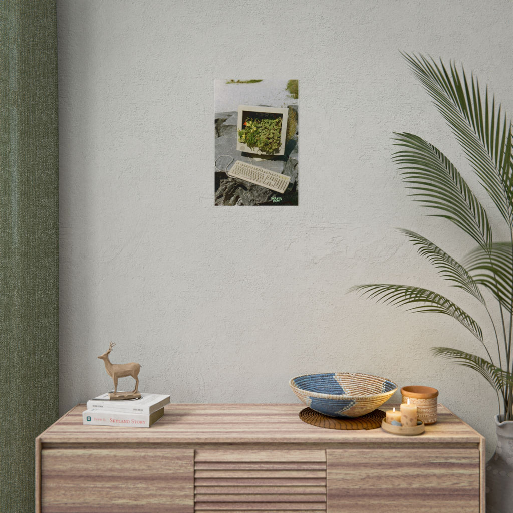 MICRO"green"SOFT PC Retro Plant PC Fine Art Poster — Vintage Computer with Succulents Fine Art Print by Industry Plant by @AutoPaybump