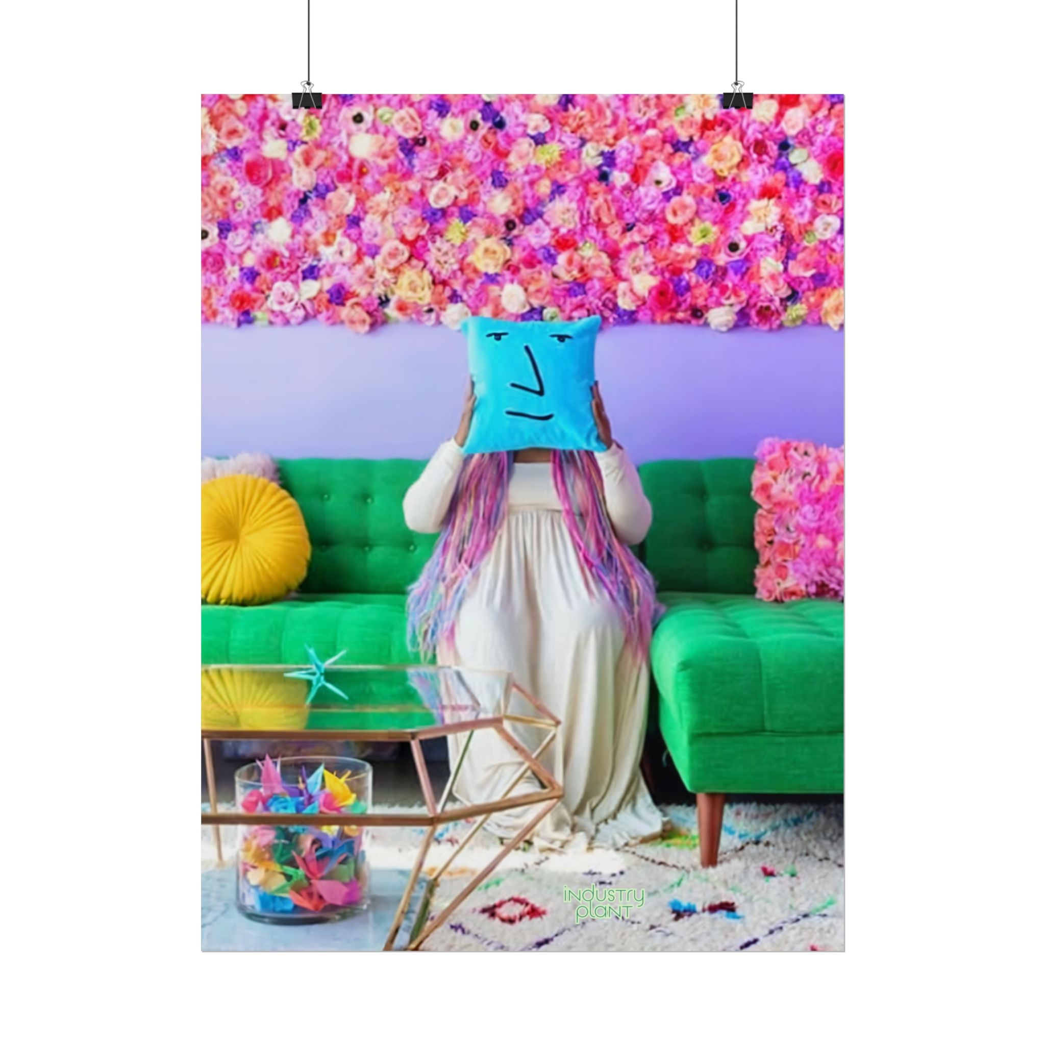UX Unicorn Queen Casa Colorful Floral Living Room Fine Art Poster — Whimsical Pillow Face Fine Art Print by INDUSTRY PLANT @AutoPaybump