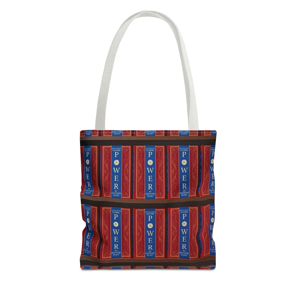 48 LAWS of FLOWER POWER by INDUSTRY PLANT Tote Bag — Vintage Library Pattern AOP Bookstore Tote by INDUSTRY PLANT