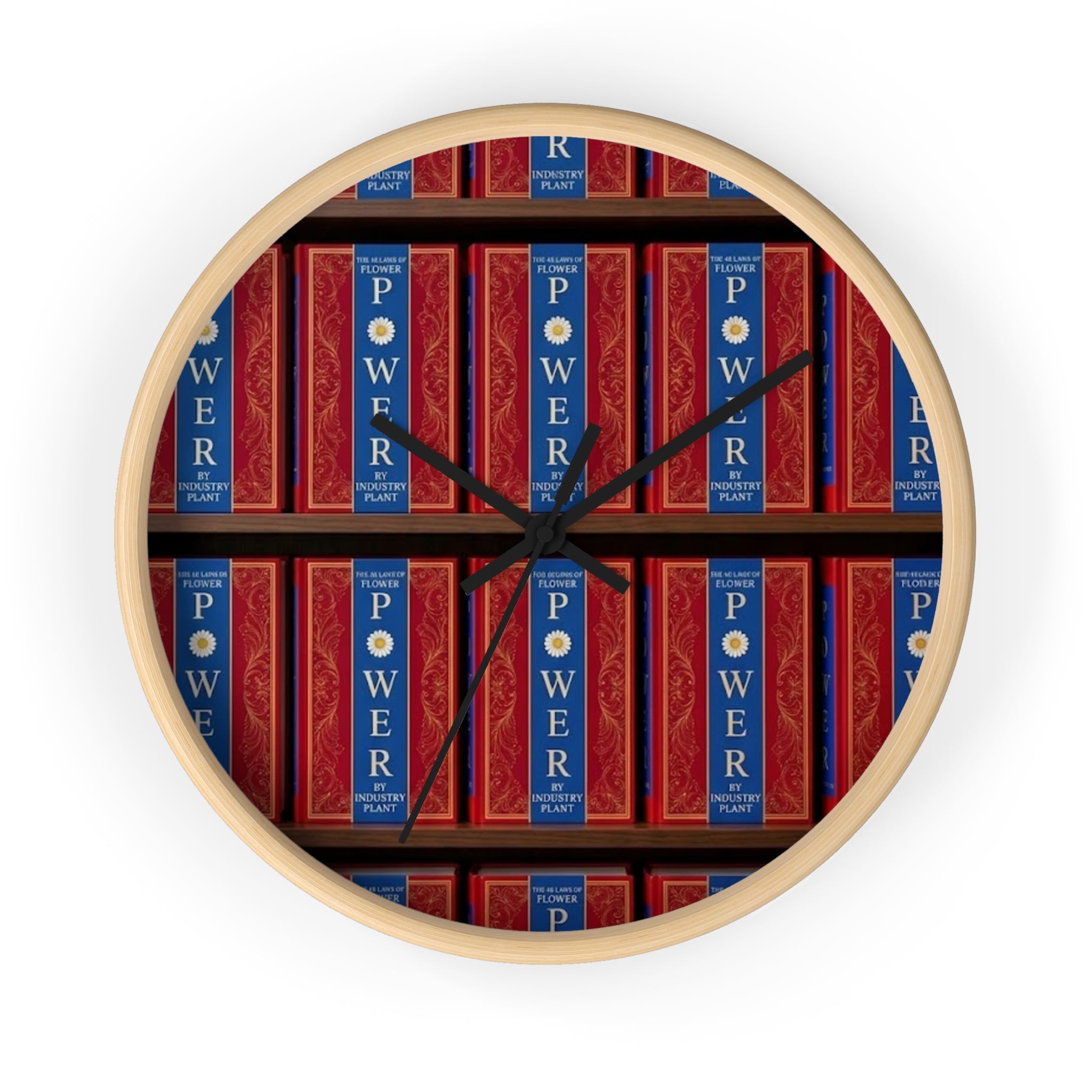 48 LAWS of FLOWER POWER Wall Clock — Decorative 'FLOWER POWER' #BookTok Spine Pattern Clock for Office & Study by Industry Plant