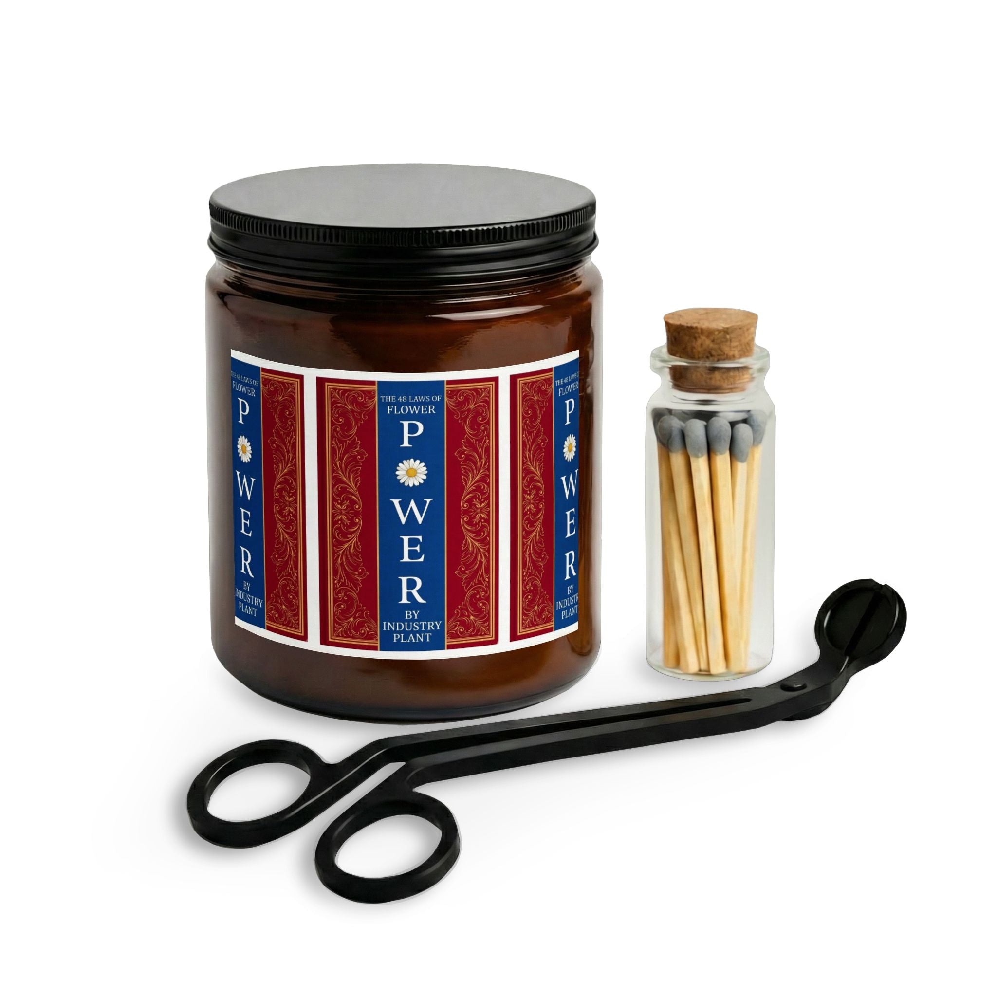 48 LAWS of FLOWER POWER Scented Candle Set with Matches & Wick Trimmer by Industry Plant