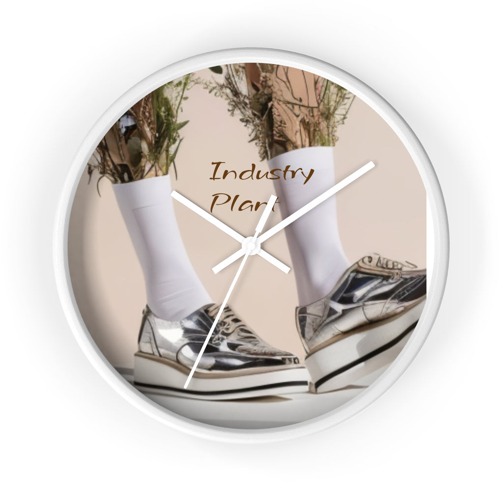 ALWAYS RUNNING ON PLANT POWER Wall Clock — Decorative BOTANICAL SNEAKER THEMED Pattern Clock for Office & Study by Industry Plant