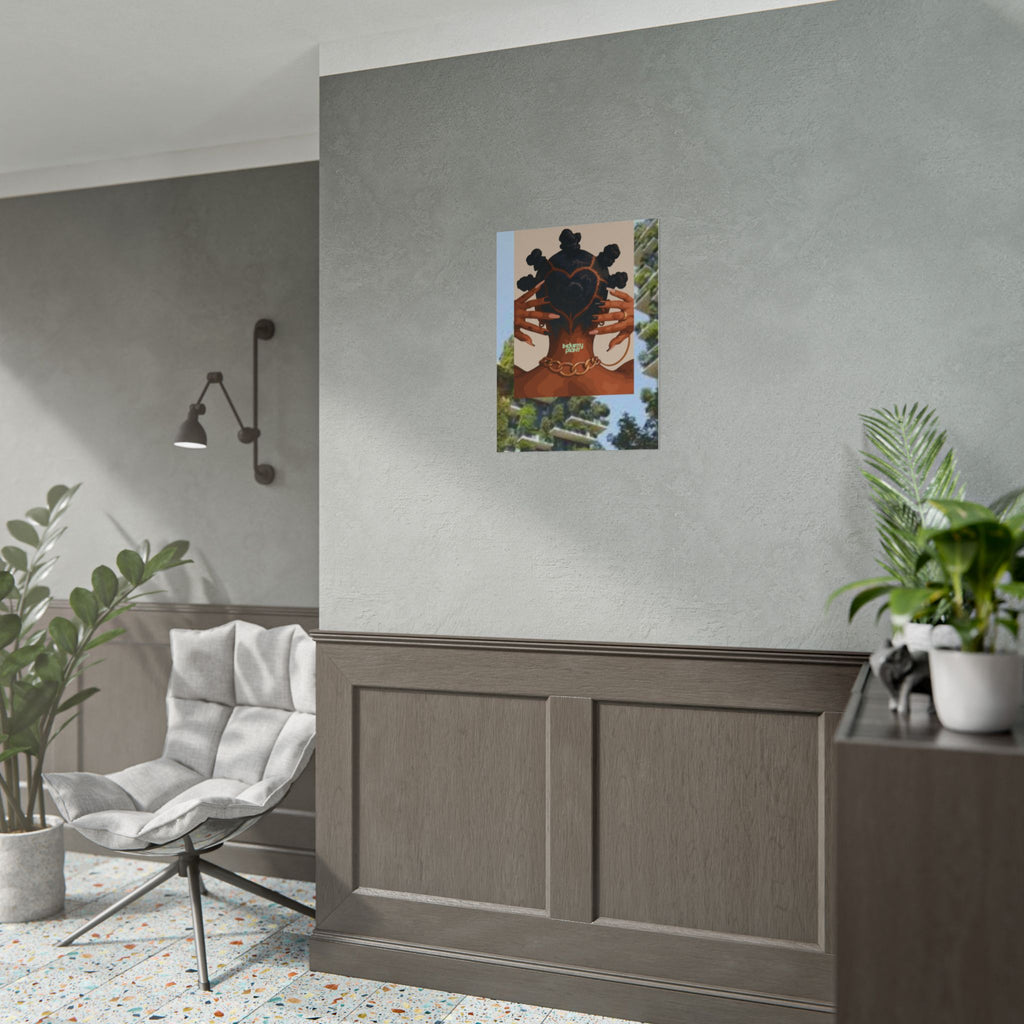BANTU KNOTS x BOTANICALS Afro Heart Braid Fine Art Poster — Wall Fine Art Print by INDUSTRY PLANT @AutoPaybump