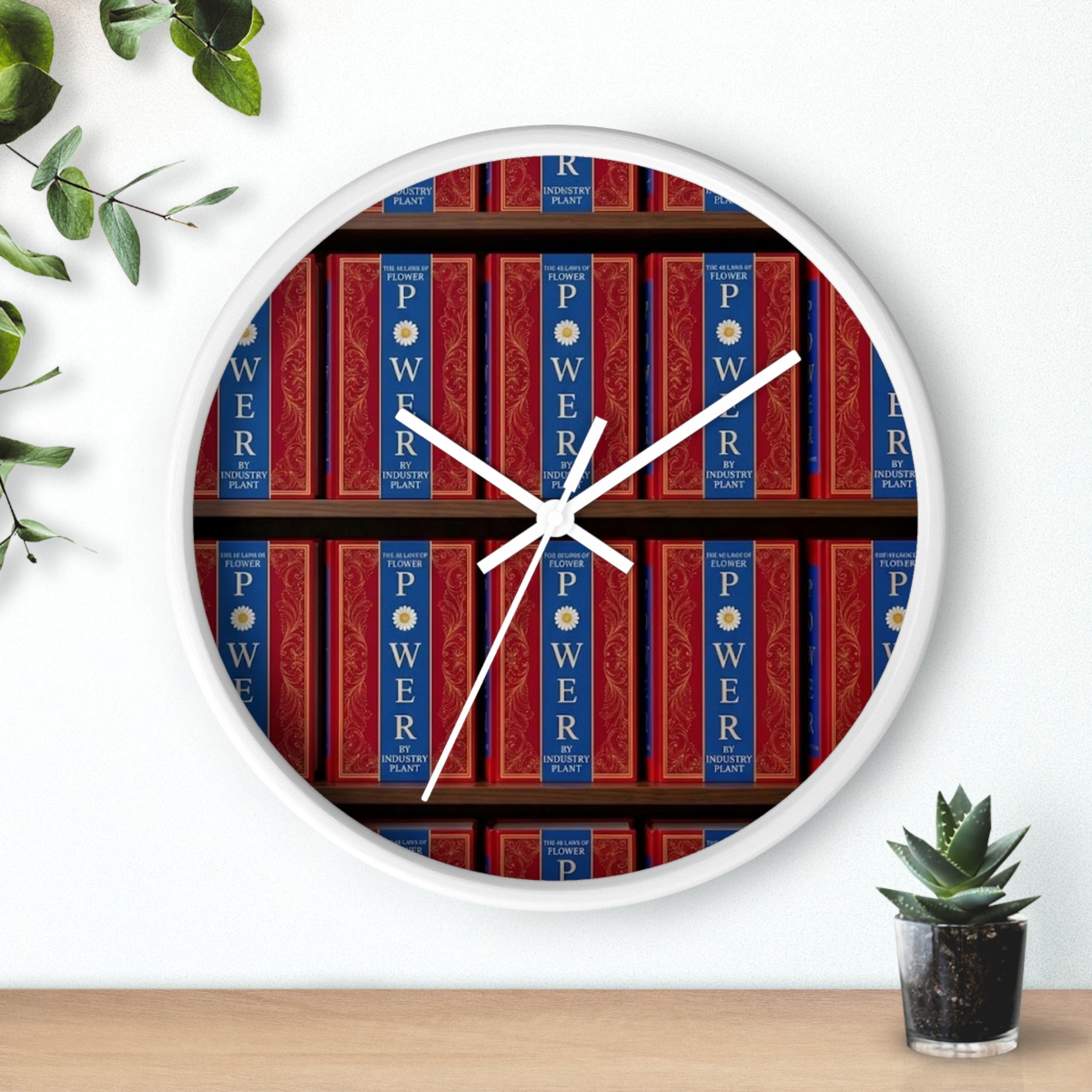 48 LAWS of FLOWER POWER Wall Clock — Decorative 'FLOWER POWER' #BookTok Spine Pattern Clock for Office & Study by Industry Plant