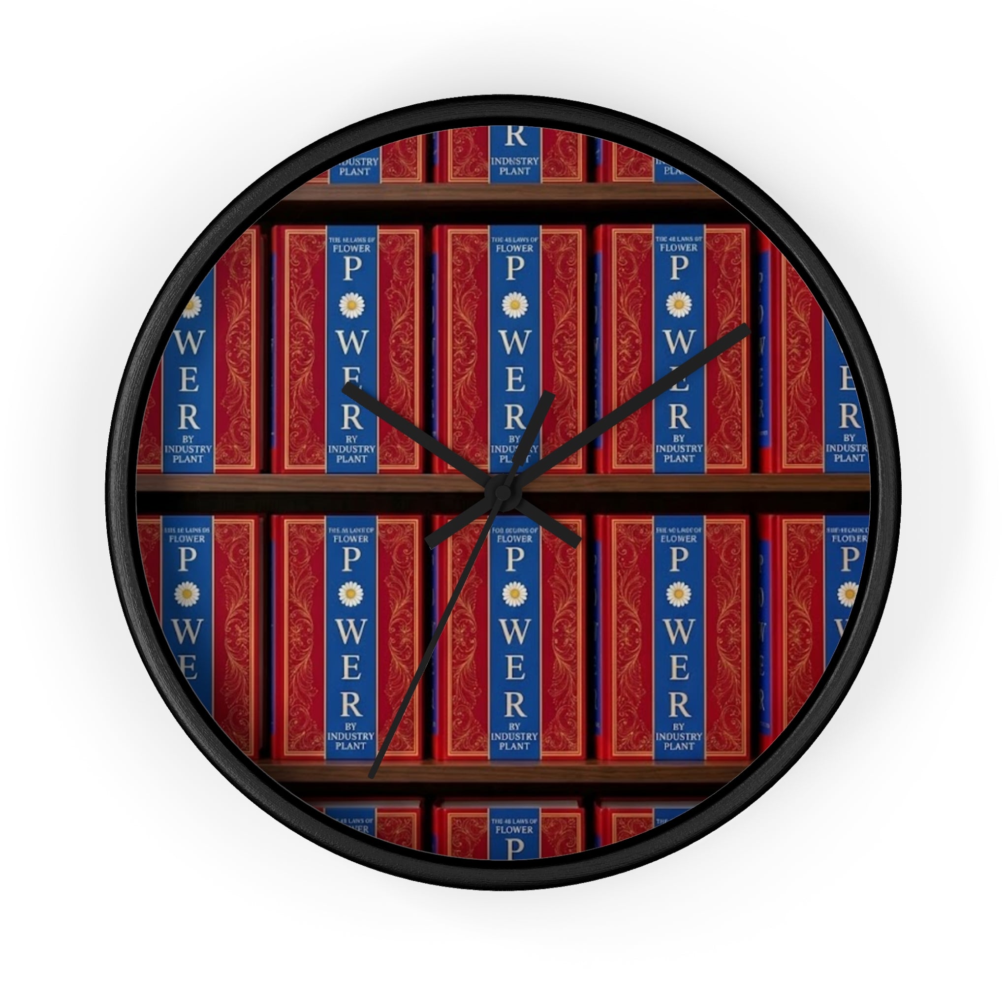 48 LAWS of FLOWER POWER Wall Clock — Decorative 'FLOWER POWER' #BookTok Spine Pattern Clock for Office & Study by Industry Plant