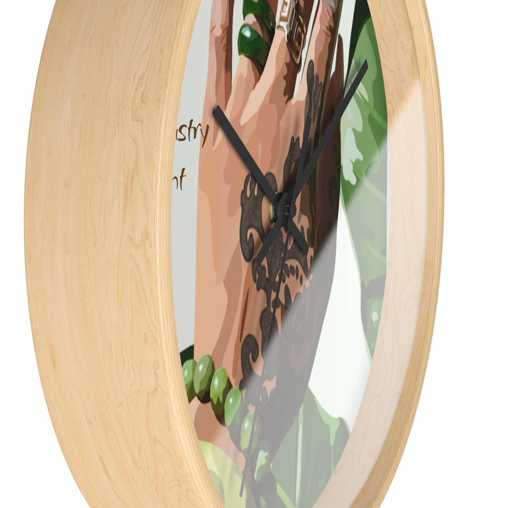 TATTED GREEN THUMB Wall Clock — Decorative Plant Parent Gift Fine Art Print Clock for Office & Study by Industry Plant
