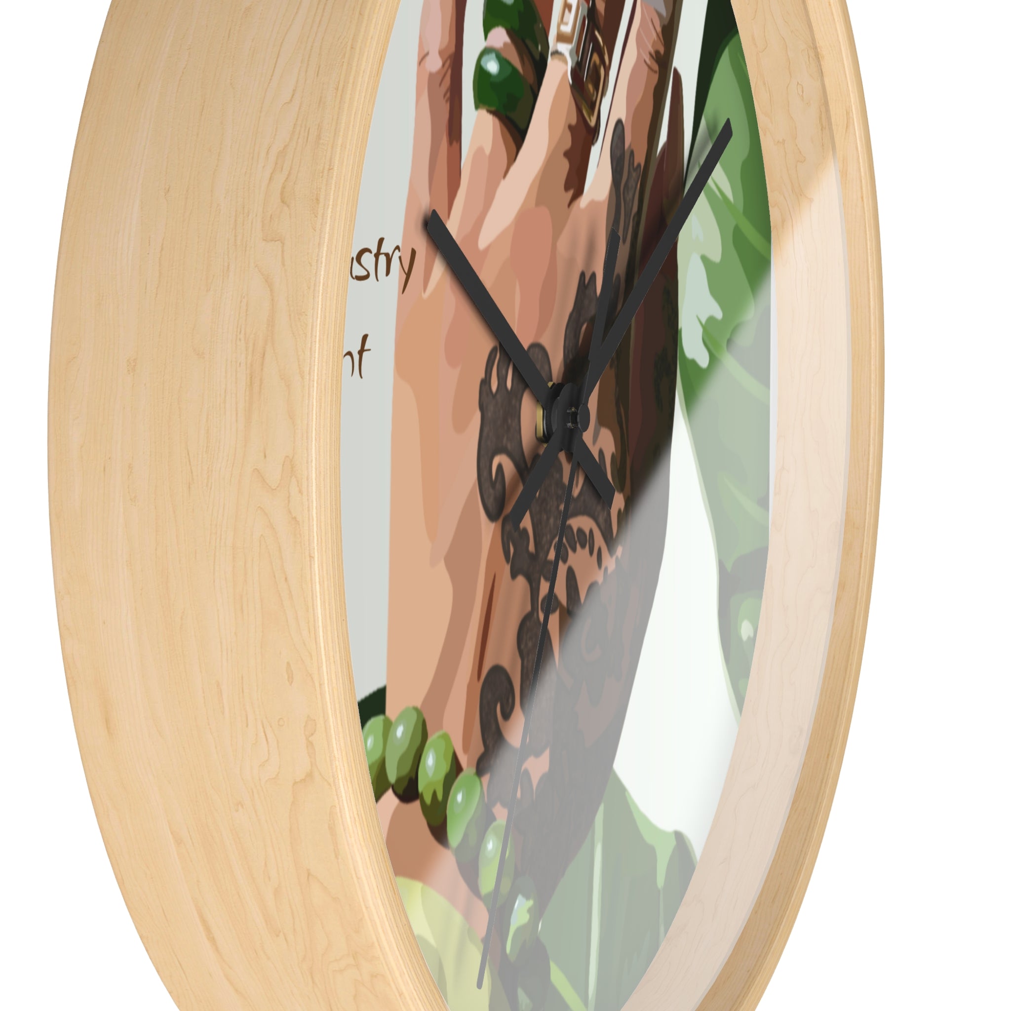 TATTED GREEN THUMB Wall Clock — Decorative Plant Parent Gift Fine Art Print Clock for Office & Study by Industry Plant