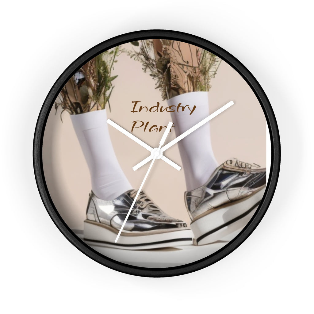 ALWAYS RUNNING ON PLANT POWER Wall Clock — Decorative BOTANICAL SNEAKER THEMED Pattern Clock for Office & Study by Industry Plant