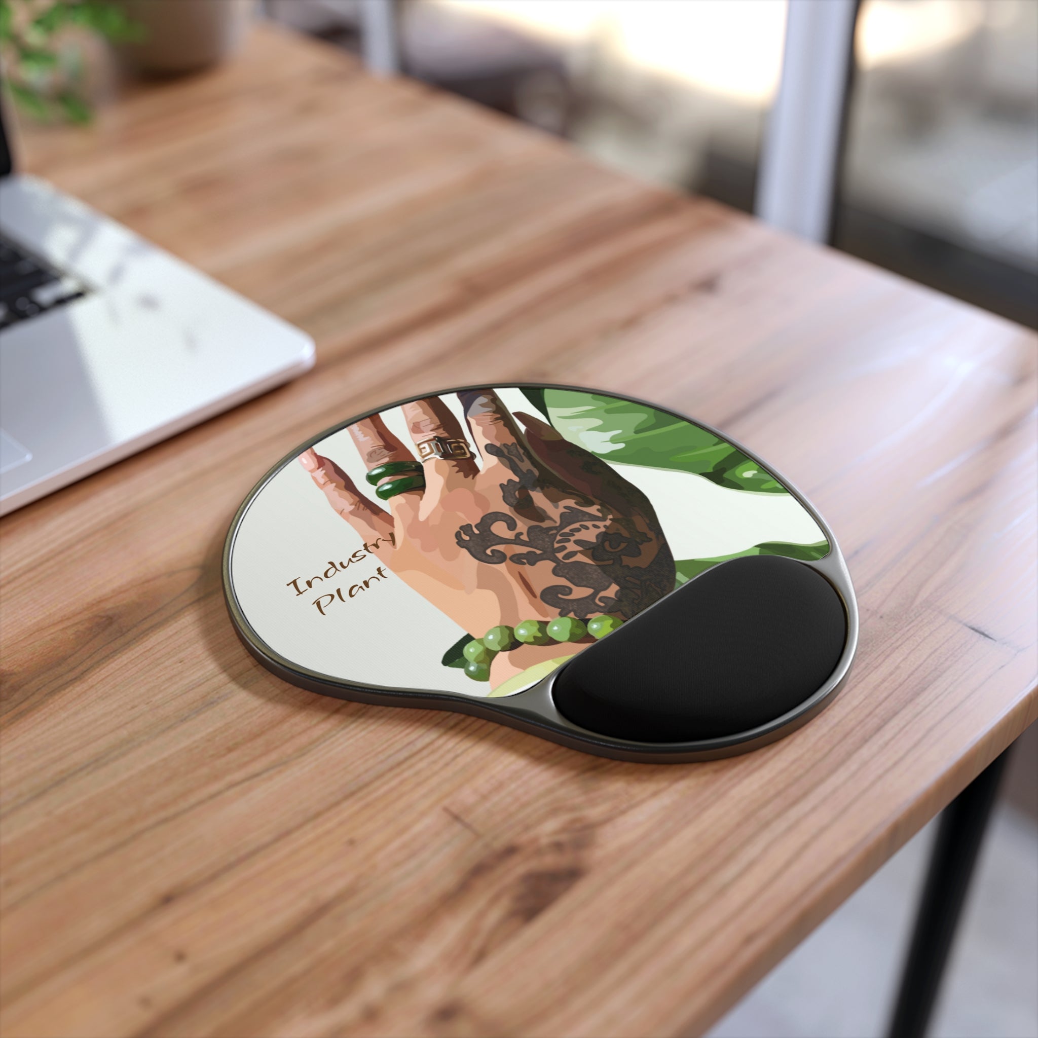TATTED GREEN THUMB Creative Mouse Pad with Wrist Rest | Designed by Industry Plant @AutoPaybump