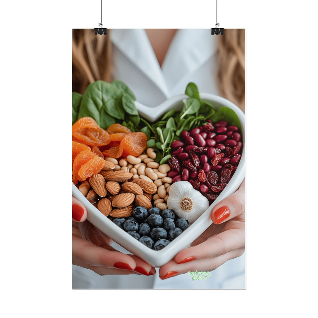 QUEEN of HEALTHY HEARTS Healthy Heart Fine Art Food Poster — Heart-Shaped Buddha Bowl with Nuts, Berries & Veggies Fine Art Print by INDUSTRY PLANT by @AutoPaybump