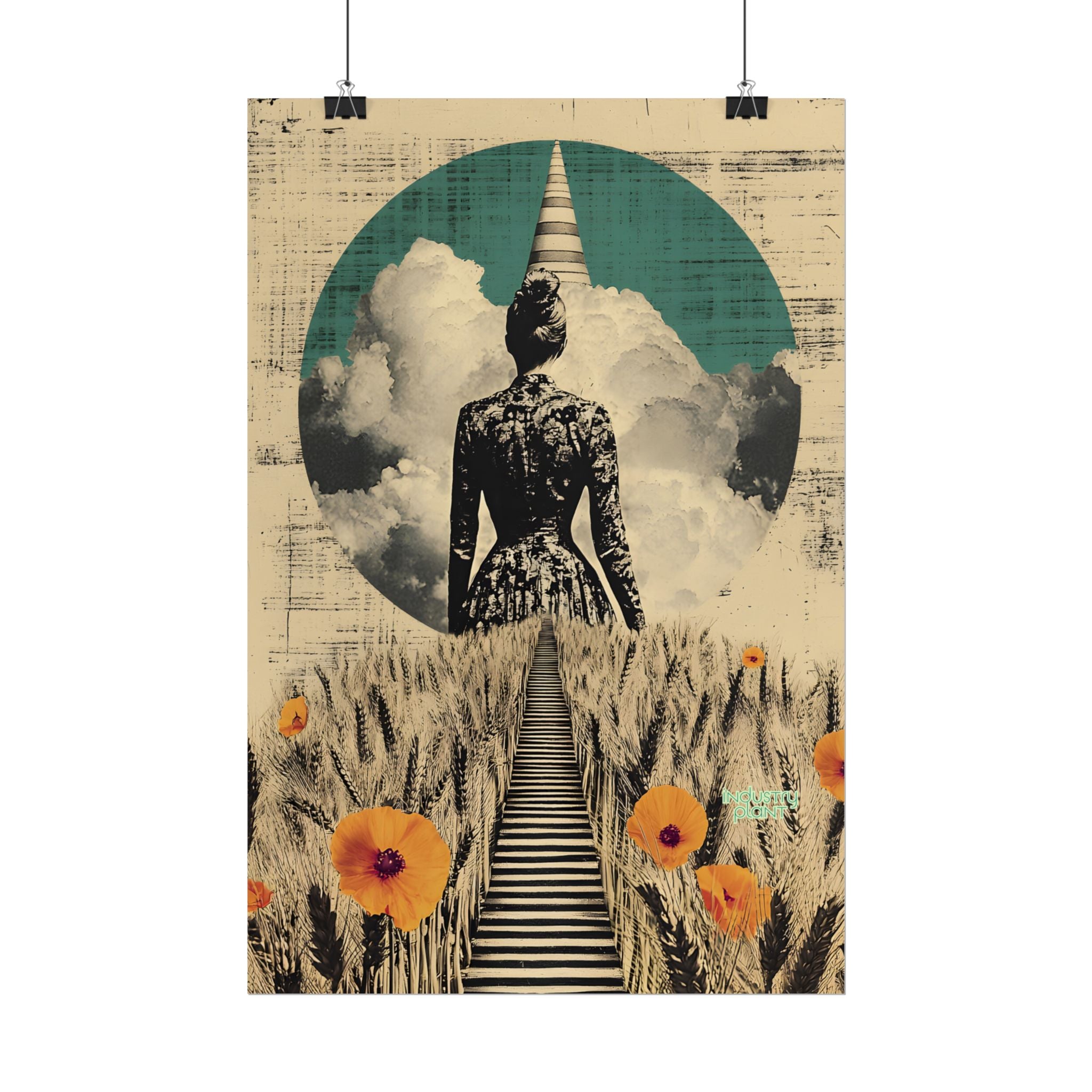 WHEAT SUPREMACIST Surreal Journey Fine Art Poster — Dreamscape Woman, Path Through Wheat & Poppies Art Print by INDUSTRY PLANT @AutoPaybump