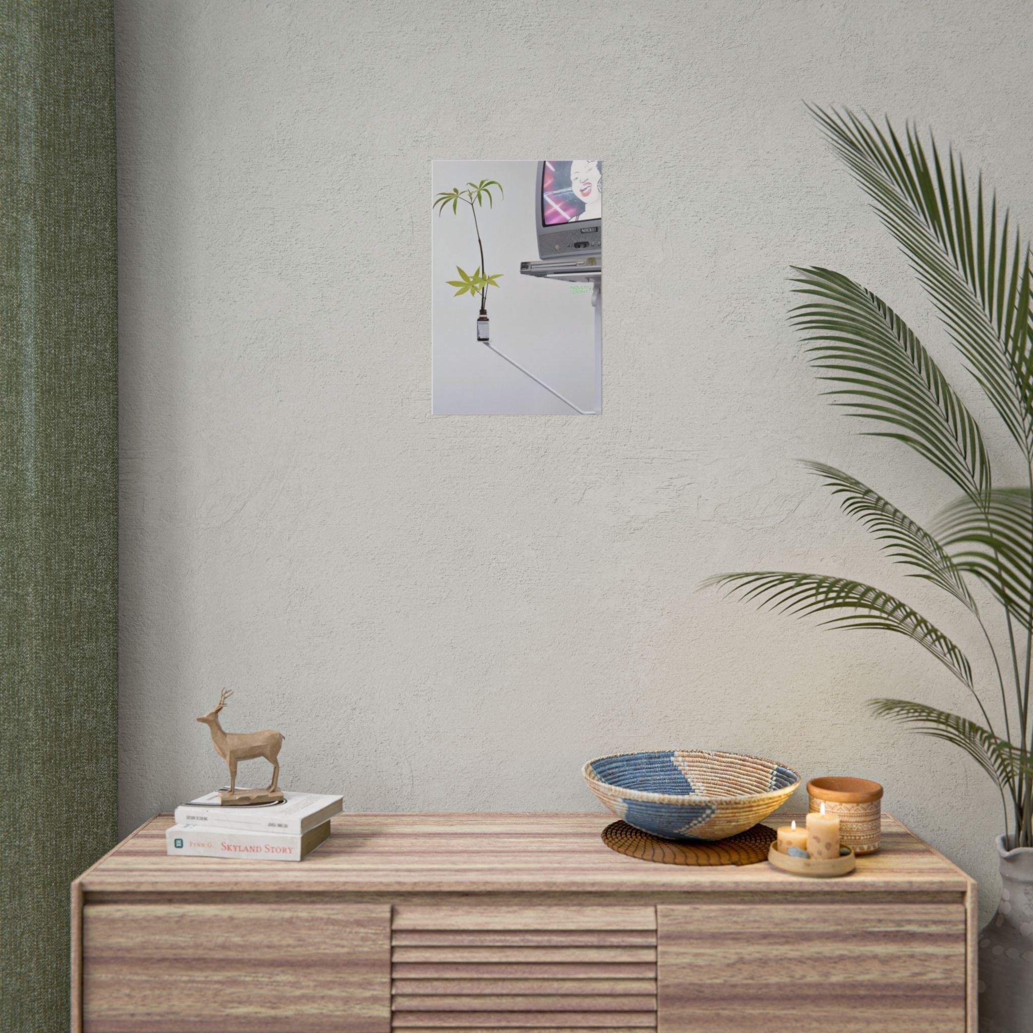 WEED TV Minimalist Cannabis Plant & Retro TV Fine Art Poster — Modern Vaporwave Wall Art by INDUSTRY PLANT @AutoPaybump