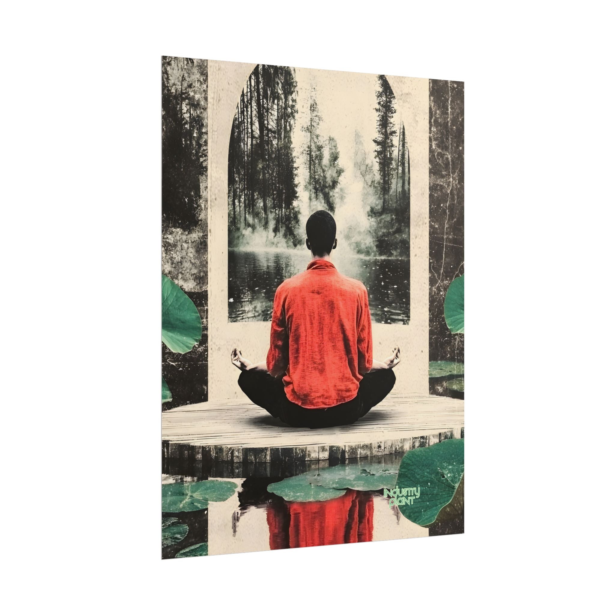 IMMERSIVE NATURE THERAPY Meditation Fine Art Poster — Red Jacket Seated Yogi, Nature Reflection Wall Fine Art by INDUSTRY PLANT @Autopaybump