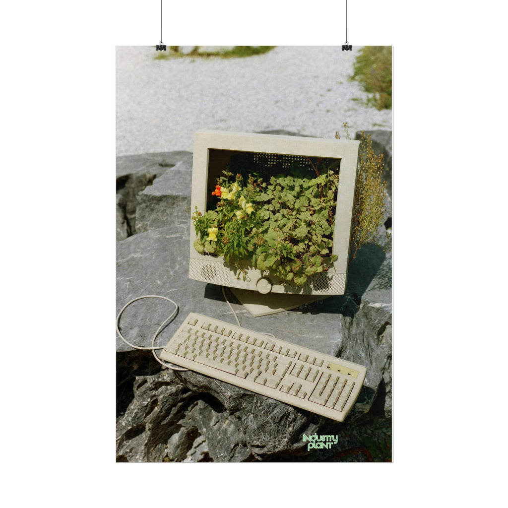 MICRO"green"SOFT PC Retro Plant PC Fine Art Poster — Vintage Computer with Succulents Fine Art Print by Industry Plant by @AutoPaybump