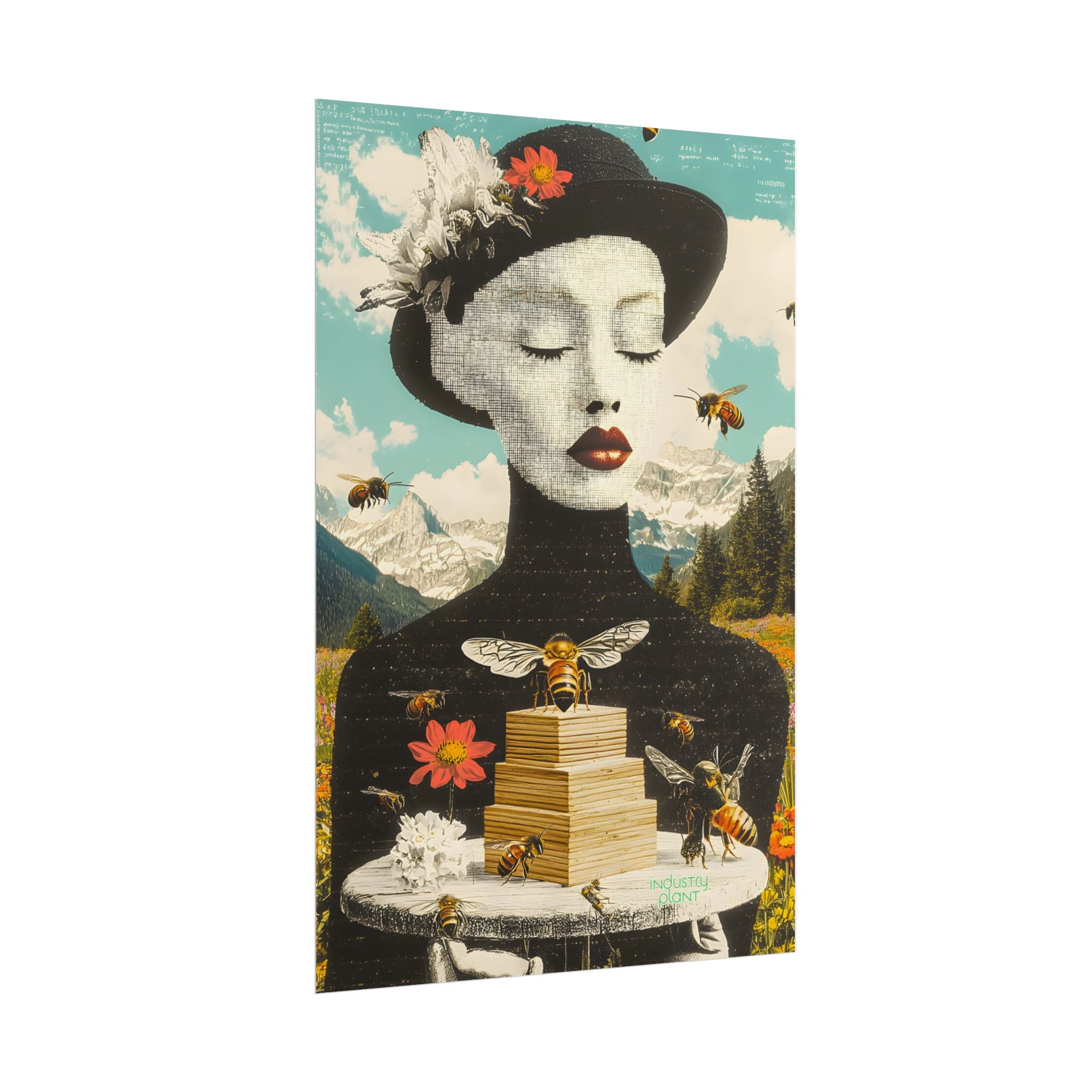 BEE STING LIPS BAE Fine Art Poster — Surreal Bee Lady Fine Art Print by INDUSTRY PLANT @AutoPaybump