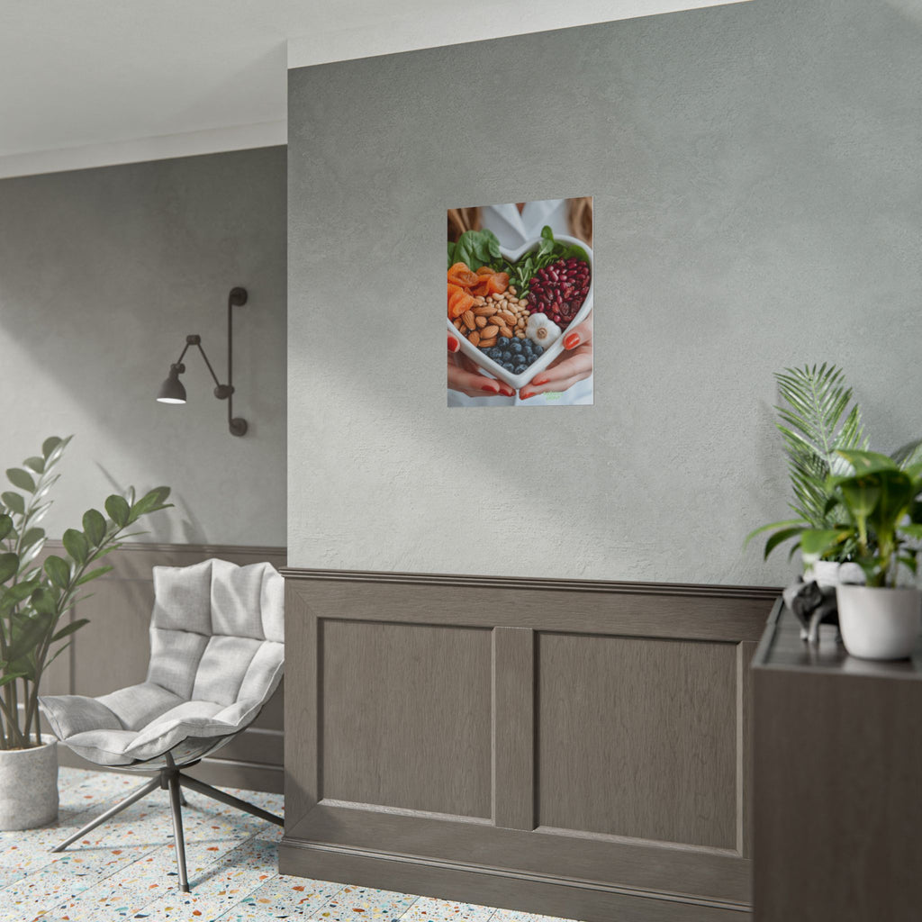 QUEEN of HEALTHY HEARTS Healthy Heart Fine Art Food Poster — Heart-Shaped Buddha Bowl with Nuts, Berries & Veggies Fine Art Print by INDUSTRY PLANT by @AutoPaybump