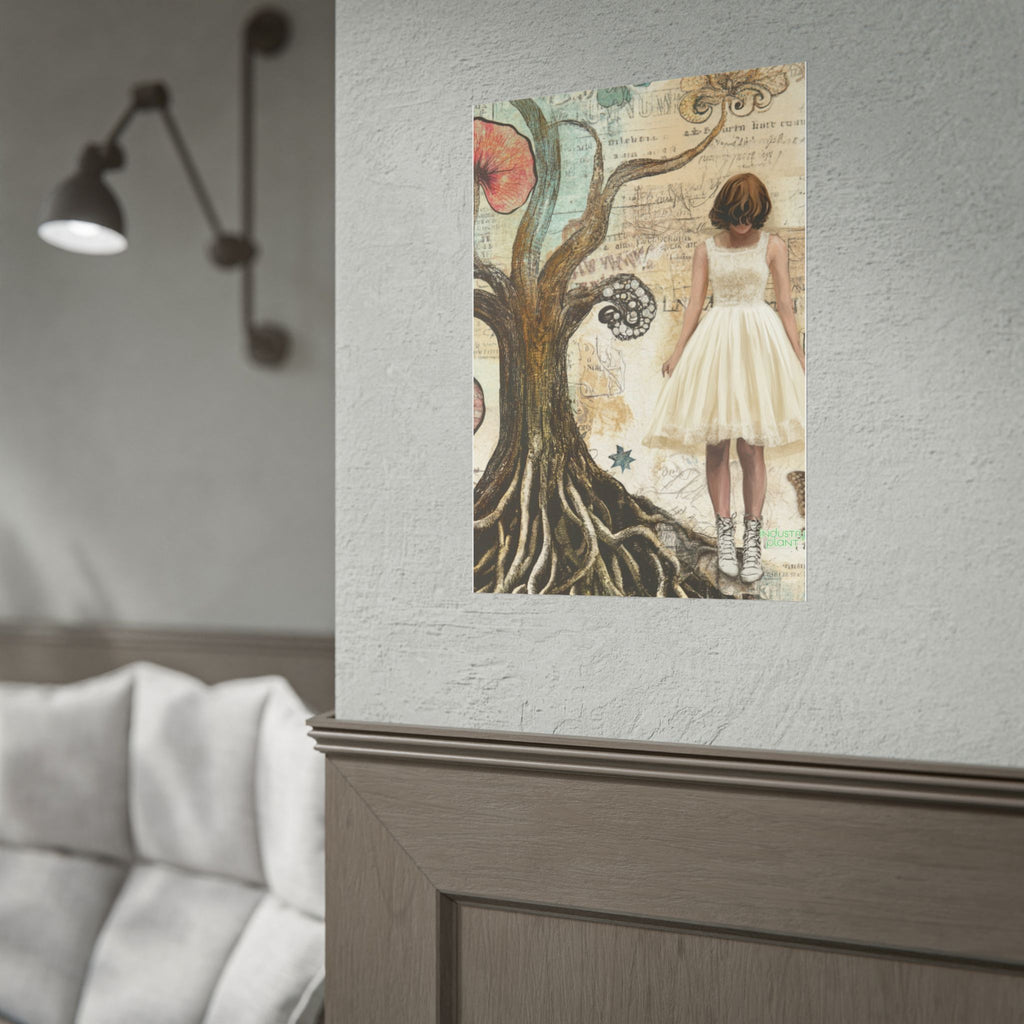 A TREE TREATY NEGOTIATION STAND OFF Fine Art Poster — Vintage Girl & Whimsical Tree Fine Art Print by INDUSTRY PLANT @AutoPaybump