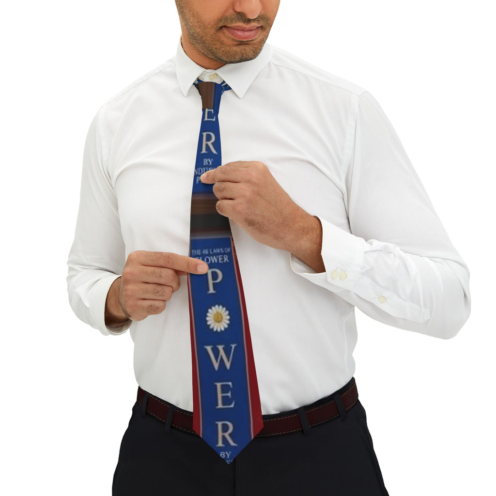 48 LAWS of FLOWER POWER #PowerTie – Patriotic Blue Necktie with 'POWER' Text and Daisy Accent by Industry Plant