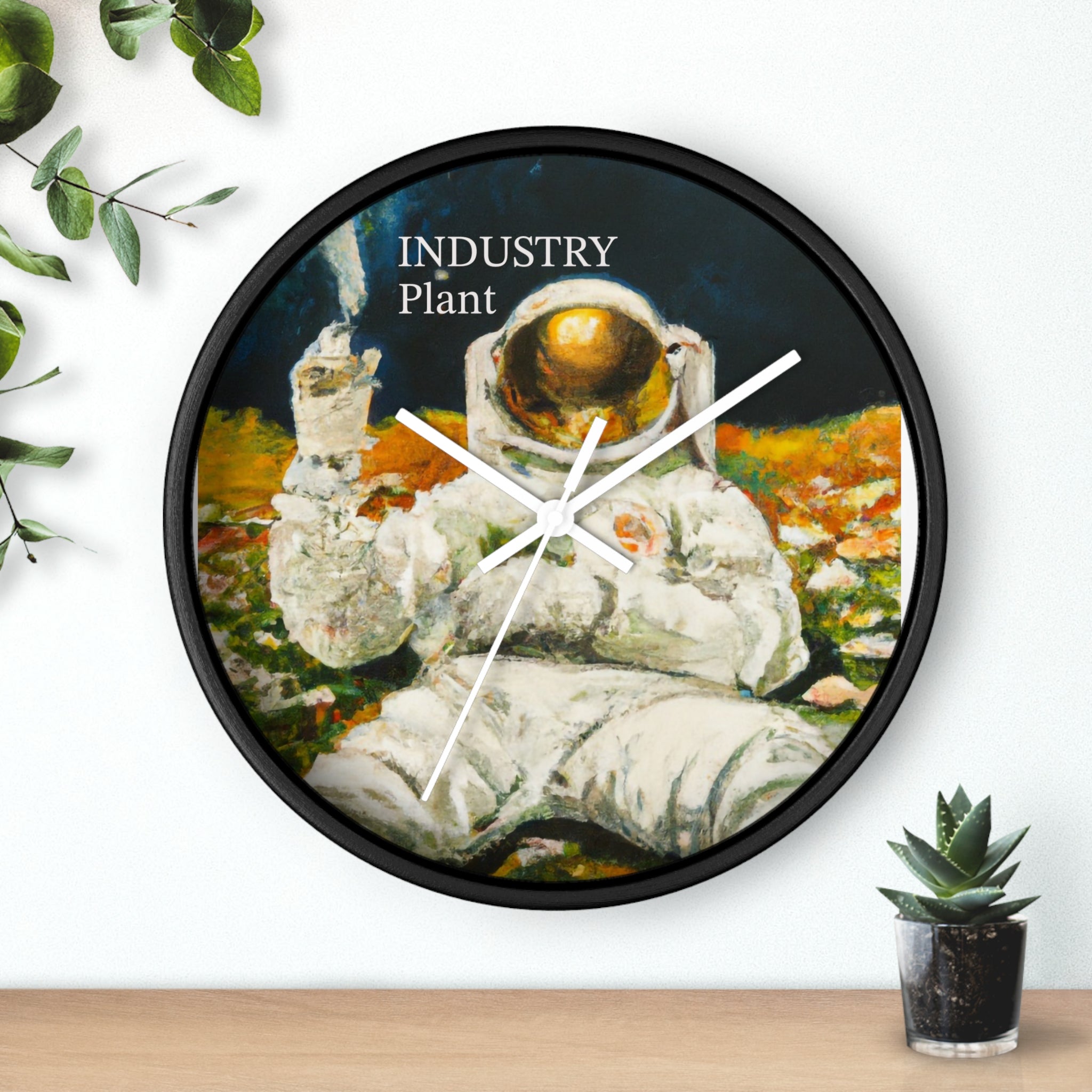 ASTRO STONER Wall Clock — Decorative BOTANICAL ASTRONAUT THEMED Pattern Clock for Office & Study by Industry Plant