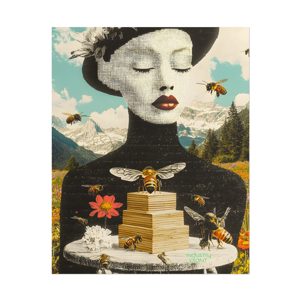BEE STING LIPS BAE Fine Art Poster — Surreal Bee Lady Fine Art Print by INDUSTRY PLANT @AutoPaybump