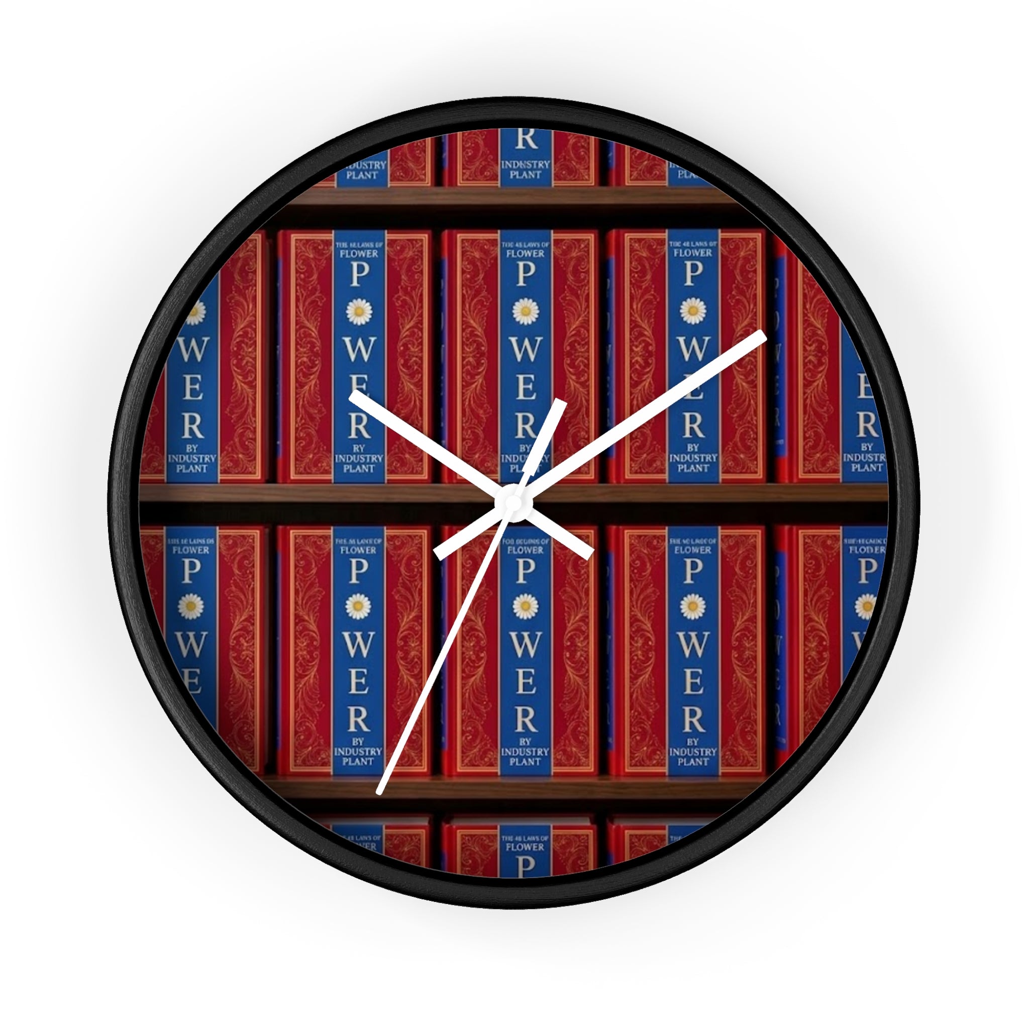 48 LAWS of FLOWER POWER Wall Clock — Decorative 'FLOWER POWER' #BookTok Spine Pattern Clock for Office & Study by Industry Plant