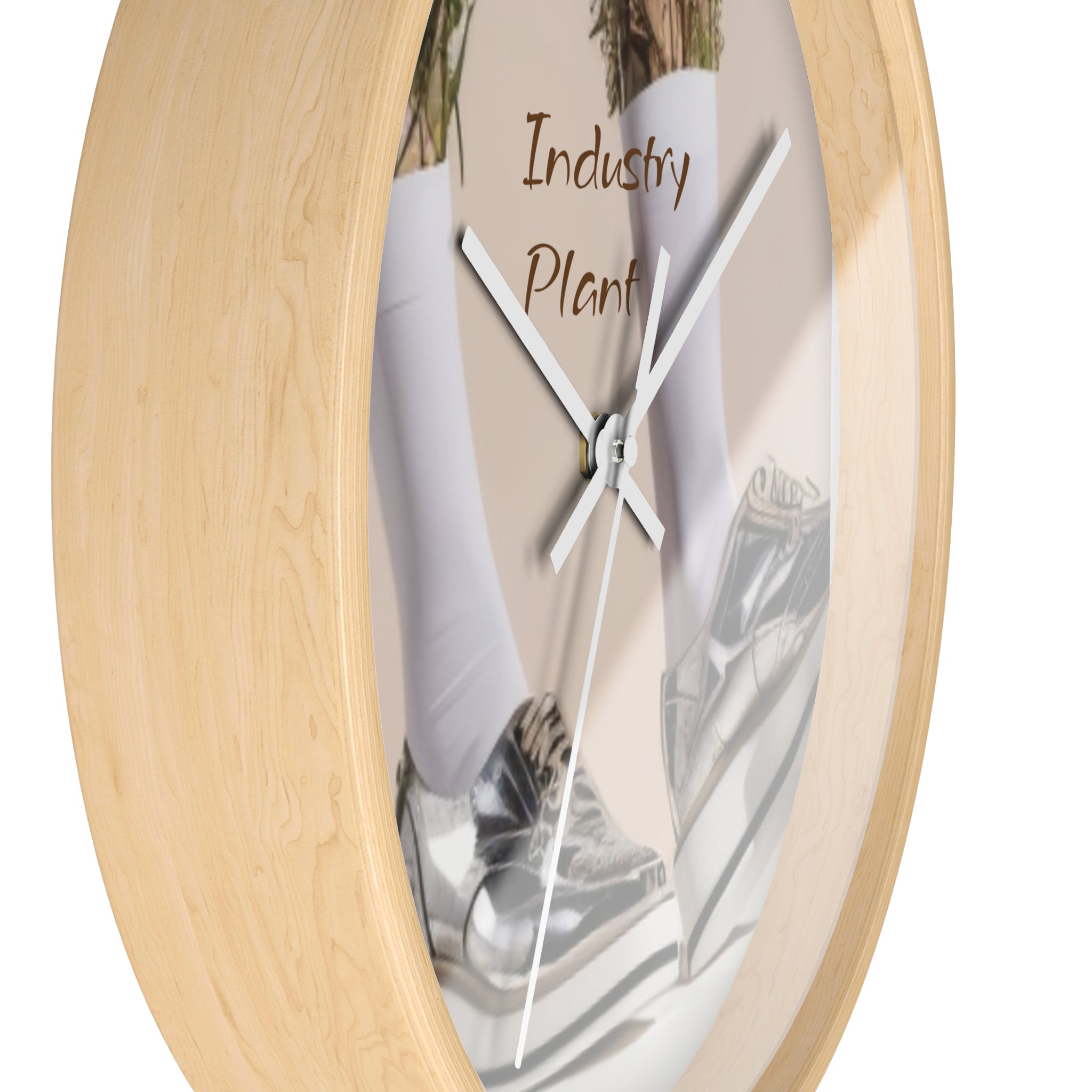 ALWAYS RUNNING ON PLANT POWER Wall Clock — Decorative BOTANICAL SNEAKER THEMED Pattern Clock for Office & Study by Industry Plant