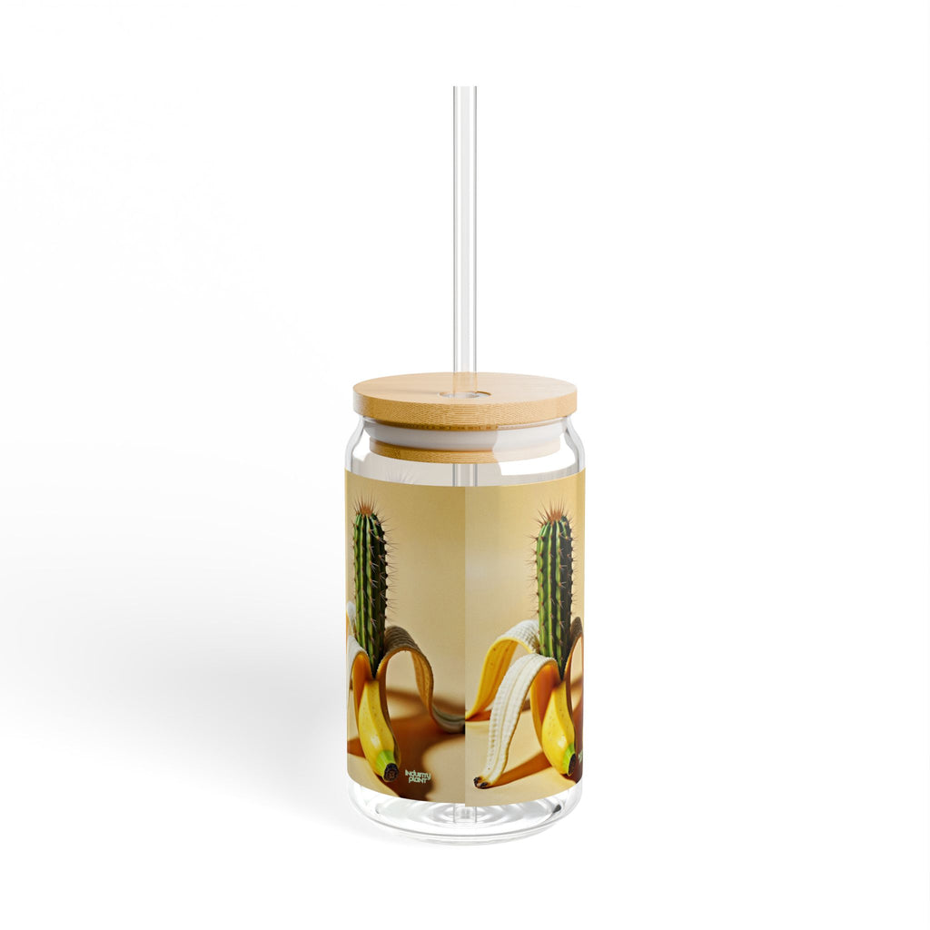 PEEL MY PRICKLED PECKER Stylish Bamboo Lid Sipper Glass - 16oz with Artistic Design by INDUSTRY PLANT @AutoPaybump