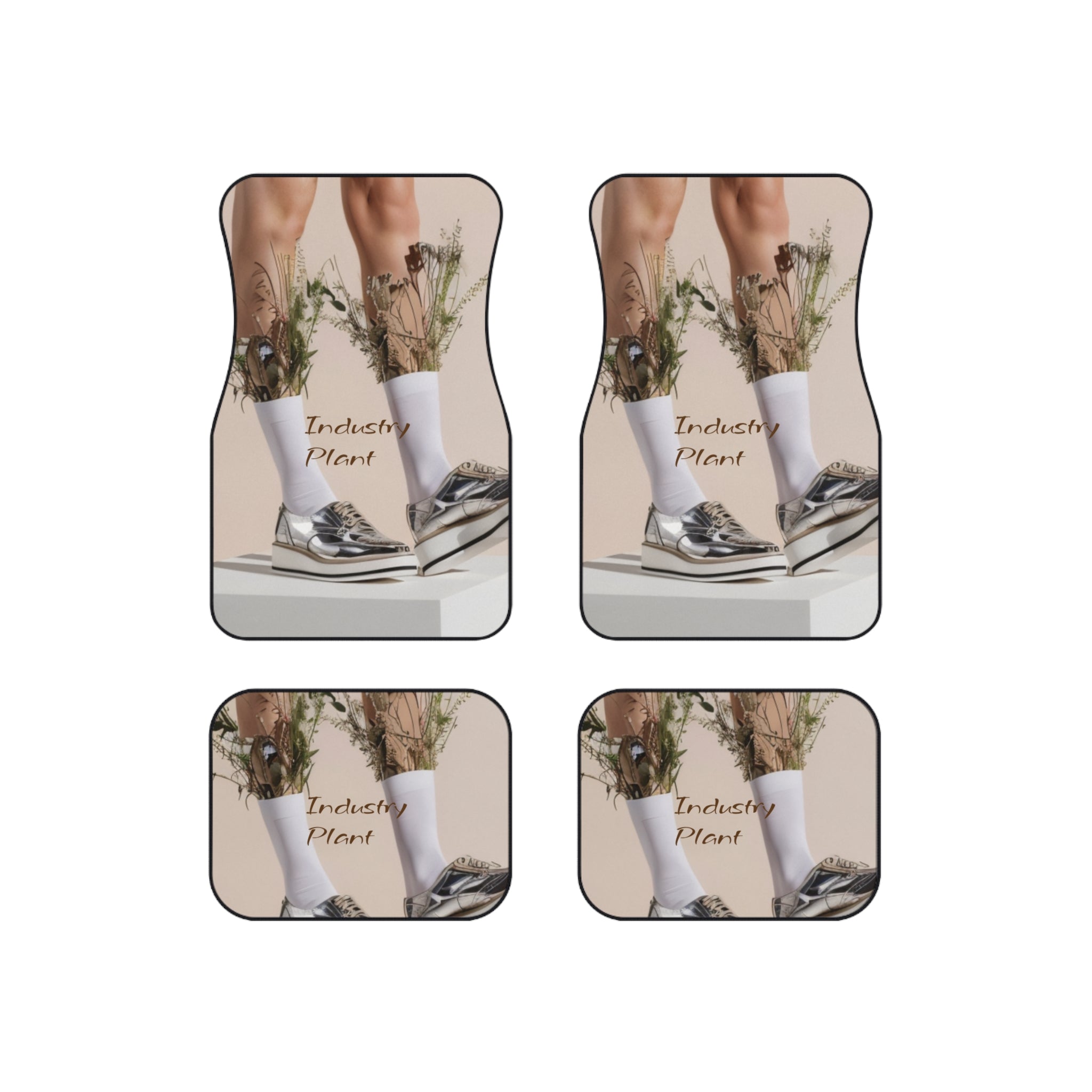 ALWAYS RUNNING ON PLANT POWER Unique Art Car Mats (Set of 4) - Stylish & Edgy Design by Industry Plant @AutoPaybump
