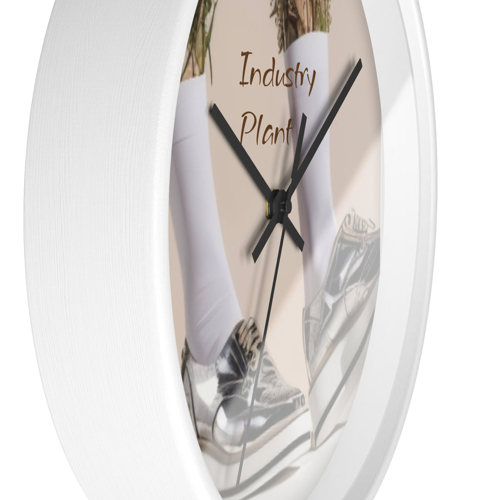 ALWAYS RUNNING ON PLANT POWER Wall Clock — Decorative BOTANICAL SNEAKER THEMED Pattern Clock for Office & Study by Industry Plant